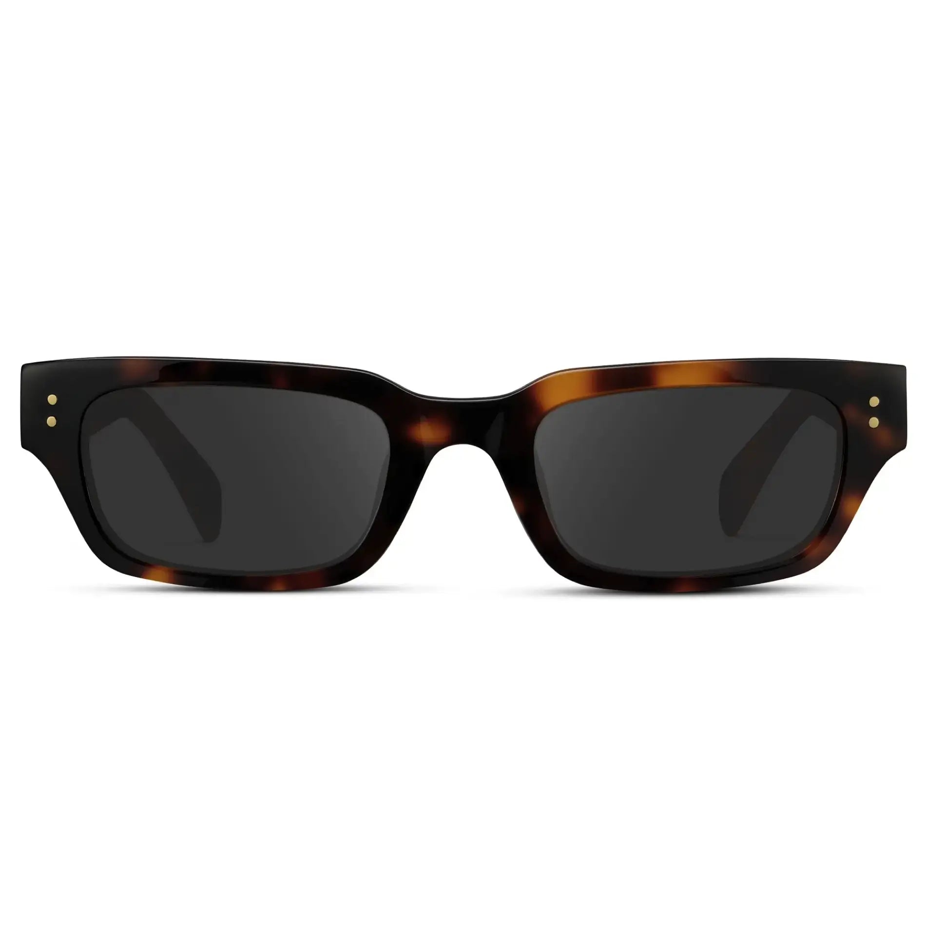 Brown Tortoise / Grey || Women's Rectangular Prescription Sunglasses with Brown Tortoise Frame and Grey Prescription Lens on a white background
