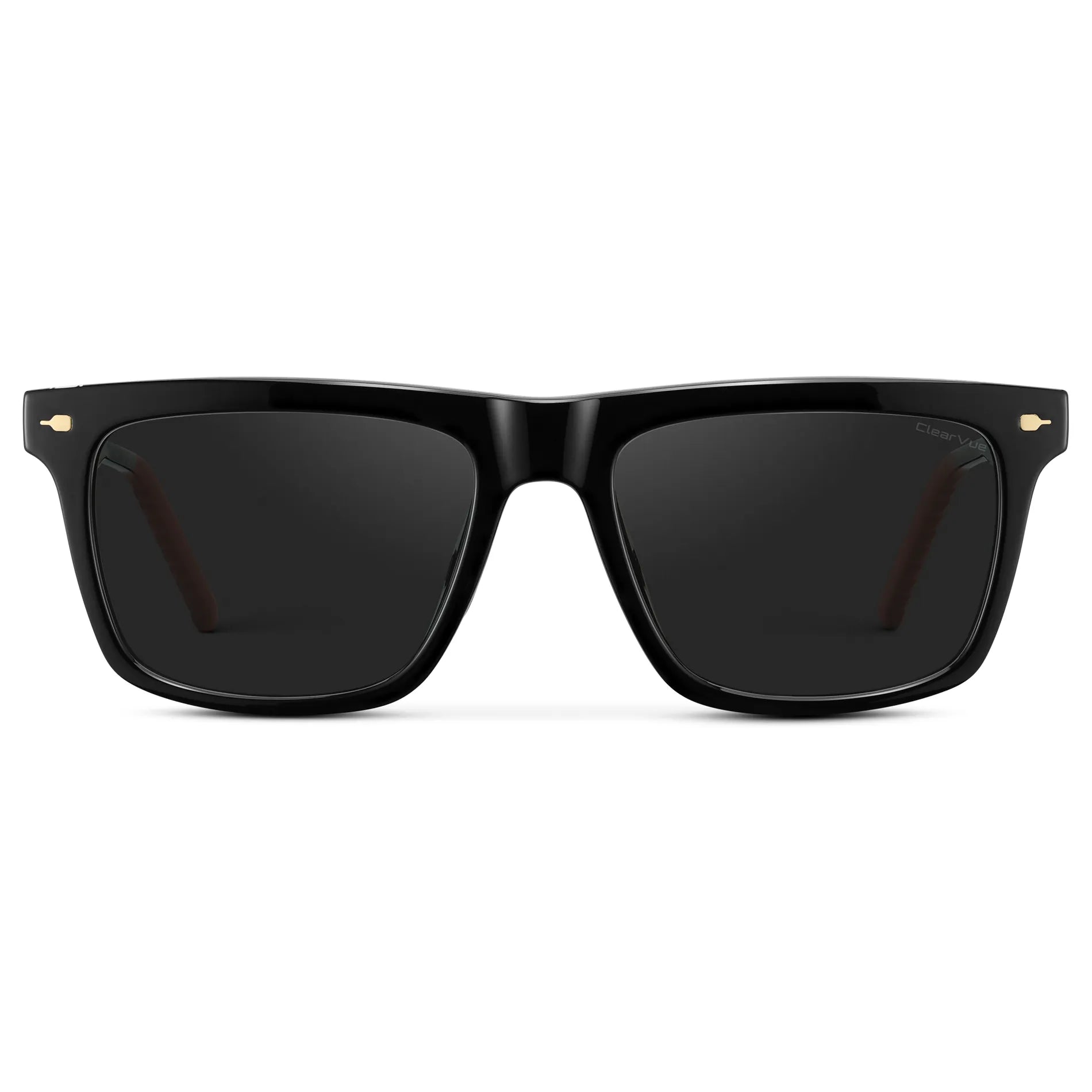 Black / Black Lens || Men's Classic Rectangular Sunglasses with Black Frame and Black Lens on a white background