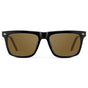 Black / Amber || Men's Classic Rectangular Prescription Sunglasses with Black Frame and Brown Lens on a white background