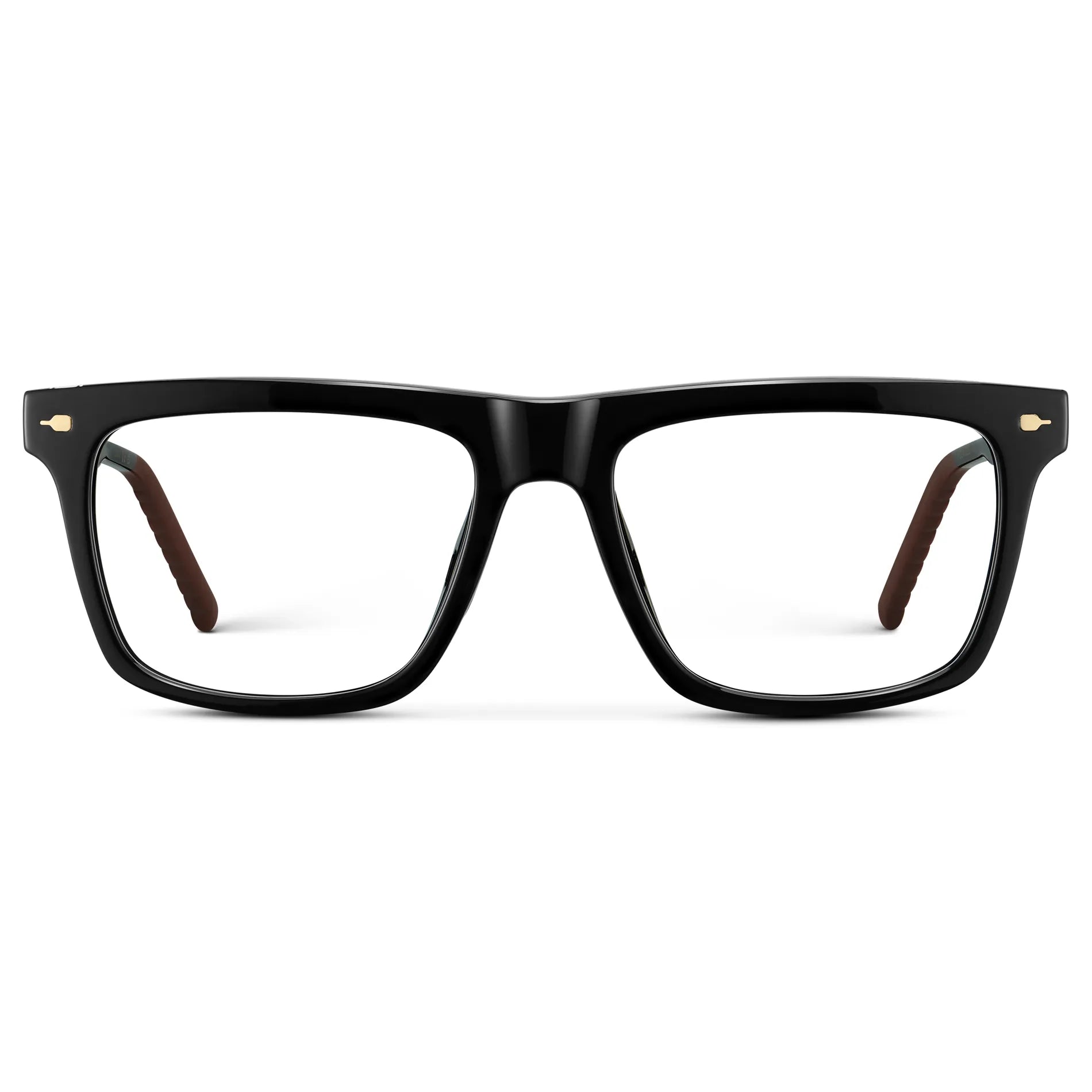 Black || Men's Classic Rectangular Prescription Eyeglasses with Black Frame and Clear Lens on a white background