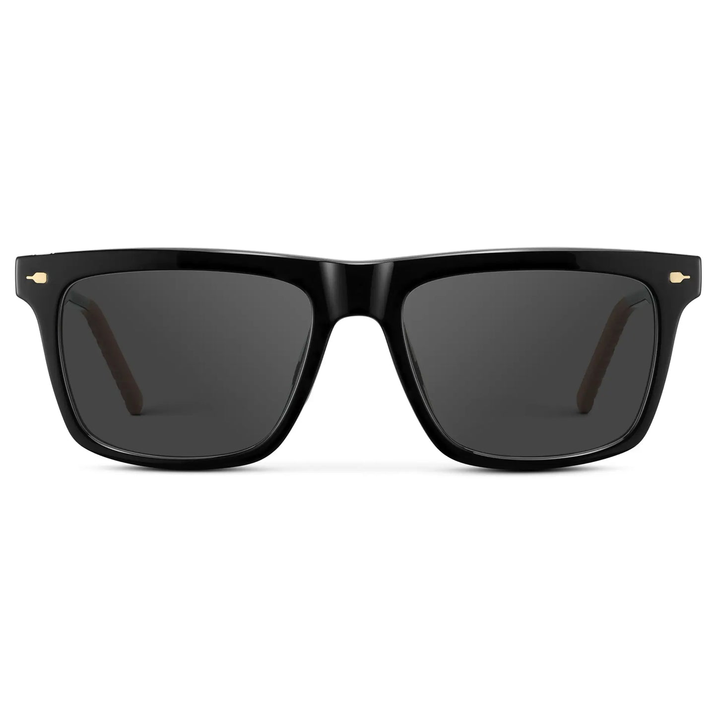 Black / Grey || Men's Classic Rectangular Prescription Sunglasses with Black Frame and Grey Lens on a white background
