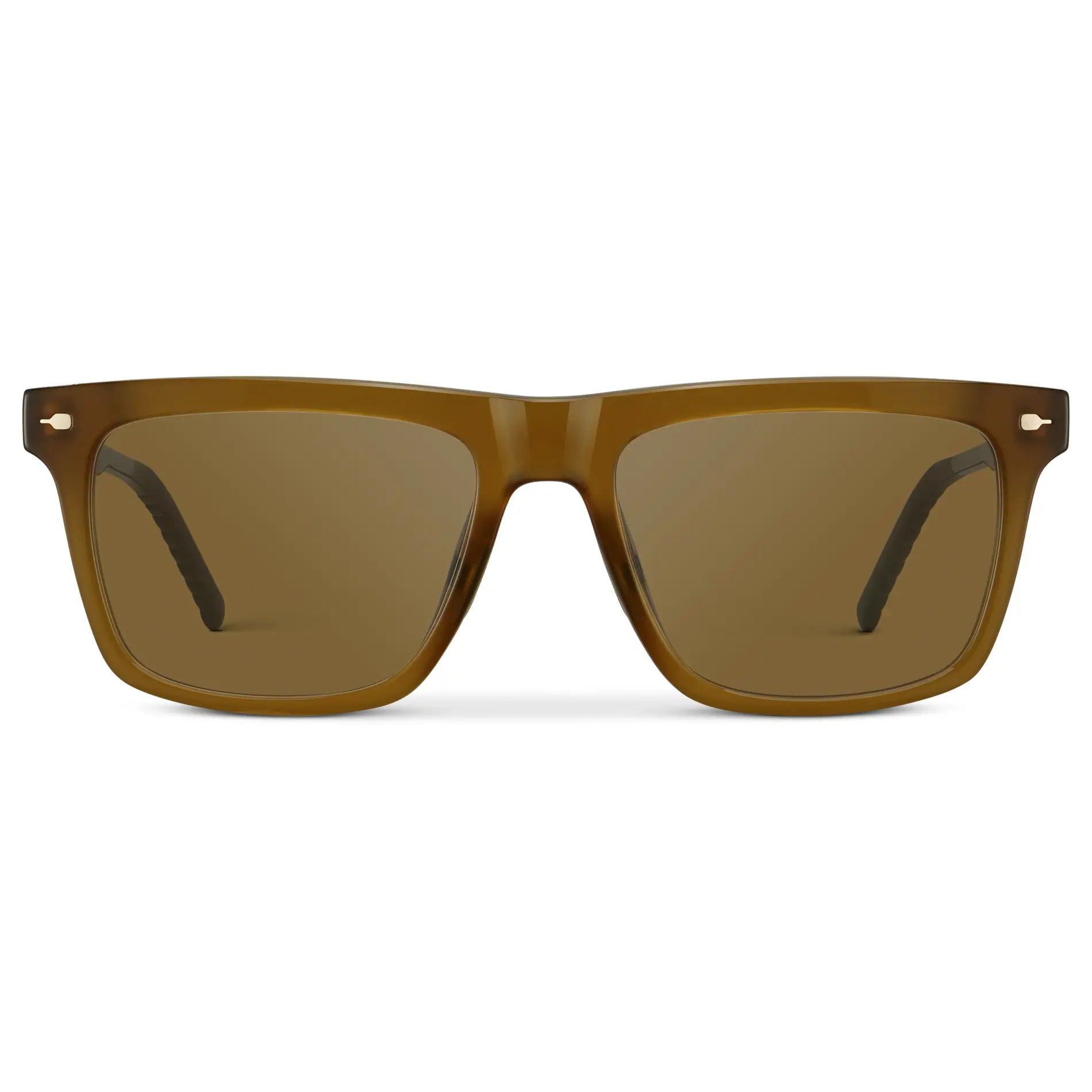 Dune Brown / Amber || Men's Classic Rectangular Prescription Sunglasses with Dune Brown Frame and Brown Lens on a white background