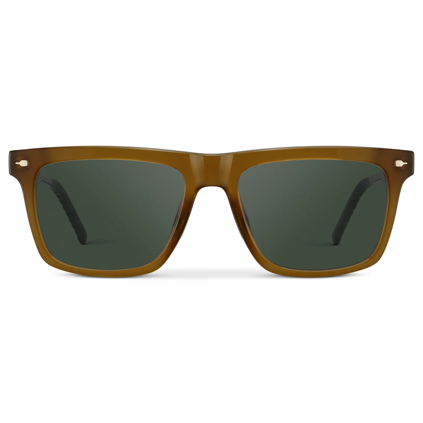 Dune Brown / G15 || Men's Classic Rectangular Prescription Sunglasses with Dune Brown Frame and Green Lens on a white background
