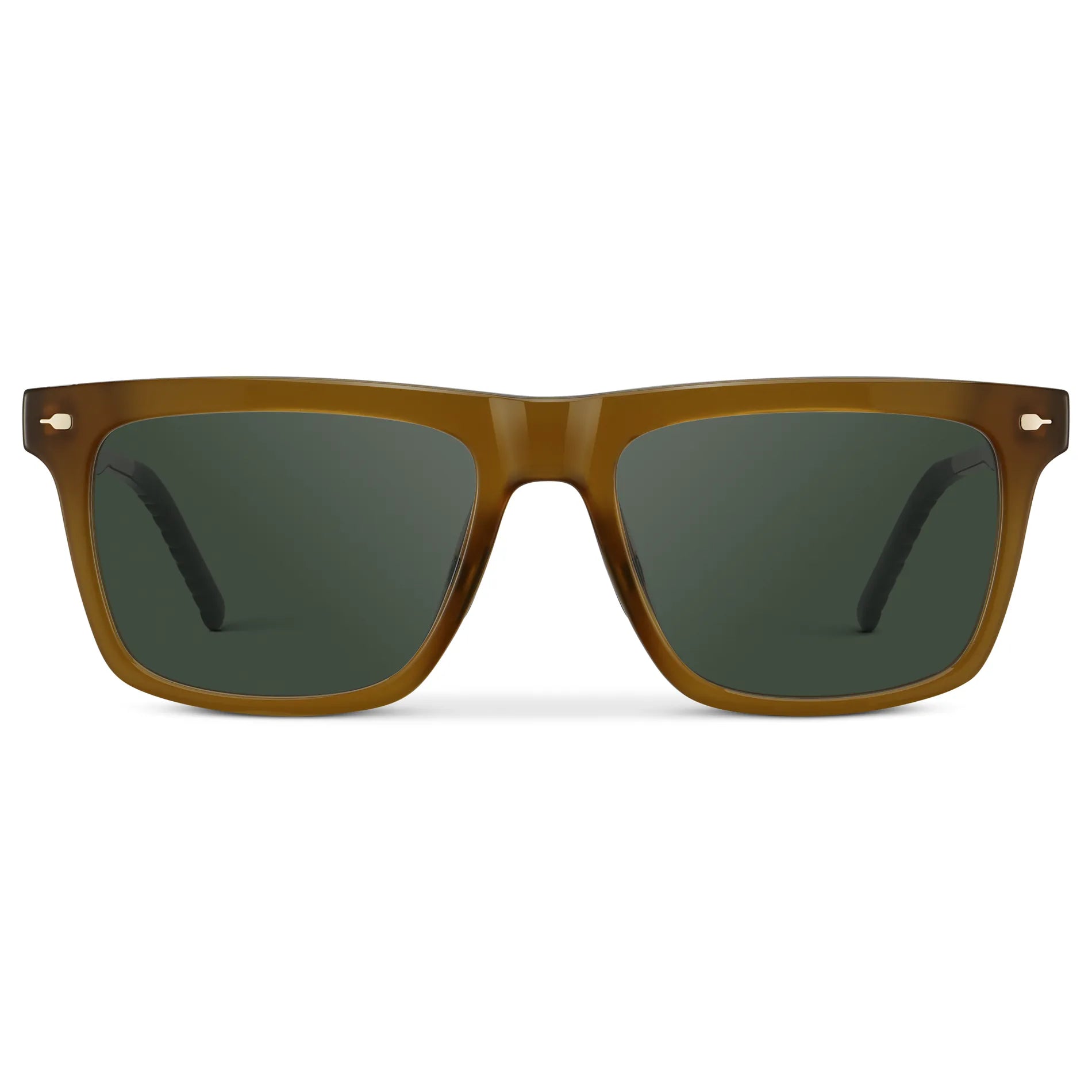 Dune Brown / G15 || Men's Classic Rectangular Prescription Sunglasses with Dune Brown Frame and Green Lens on a white background