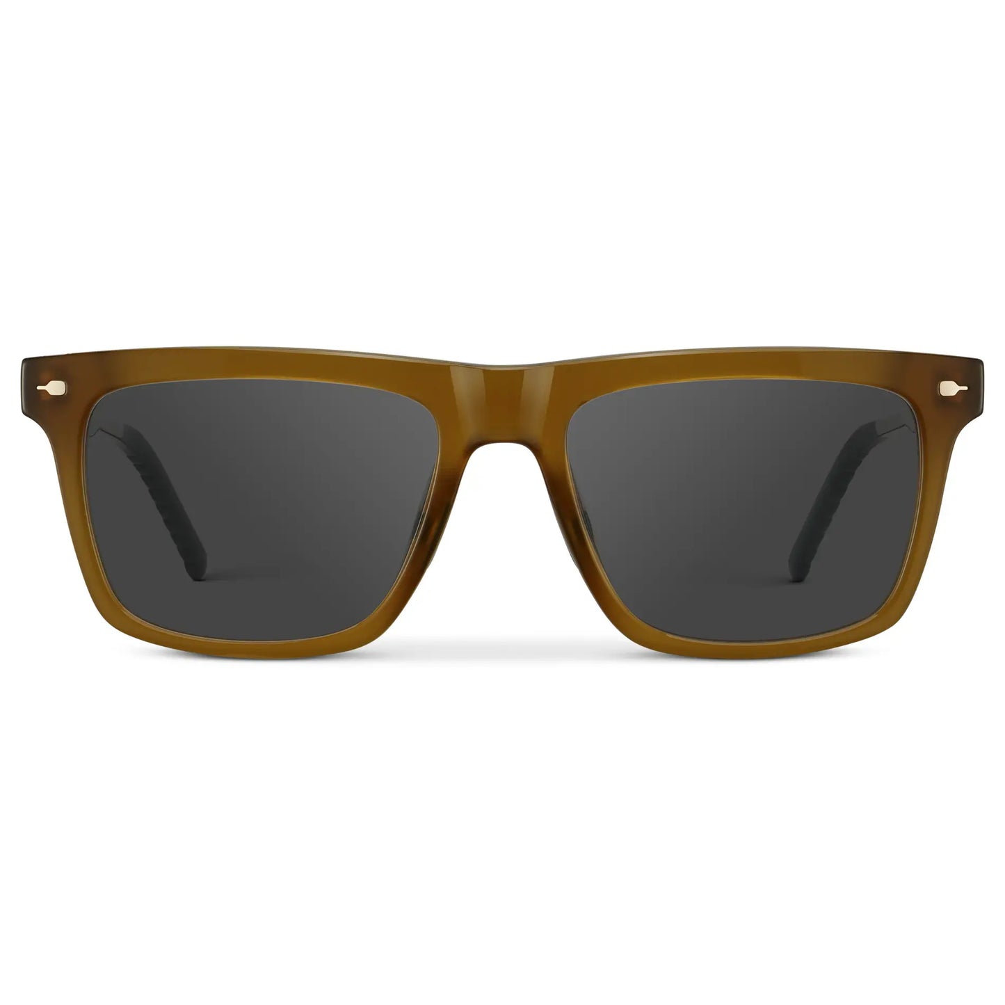 Dune Brown / Grey || Men's Classic Rectangular Prescription Sunglasses with Dune Brown Frame and Grey Lens on a white background