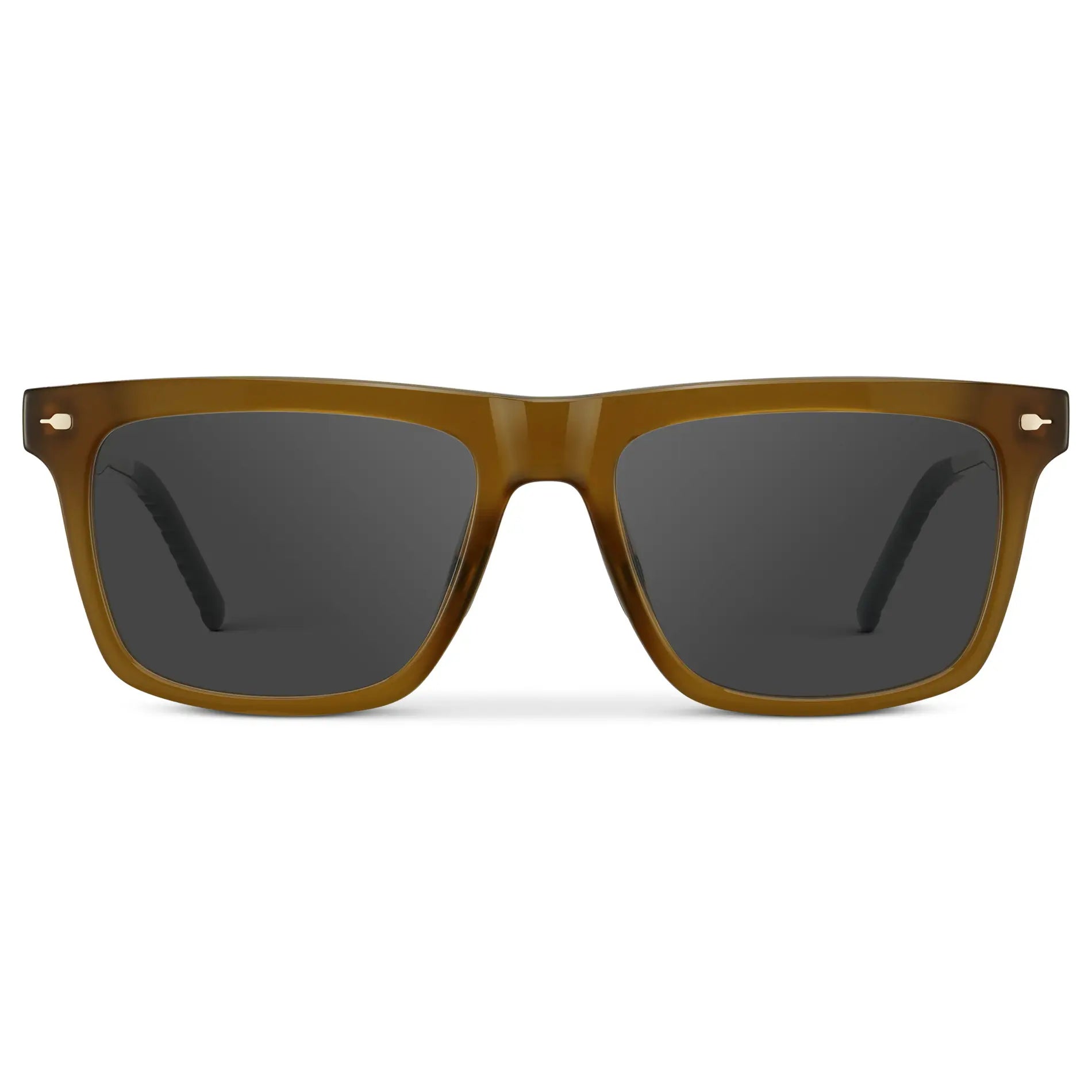 Dune Brown / Grey || Men's Classic Rectangular Prescription Sunglasses with Dune Brown Frame and Grey Lens on a white background