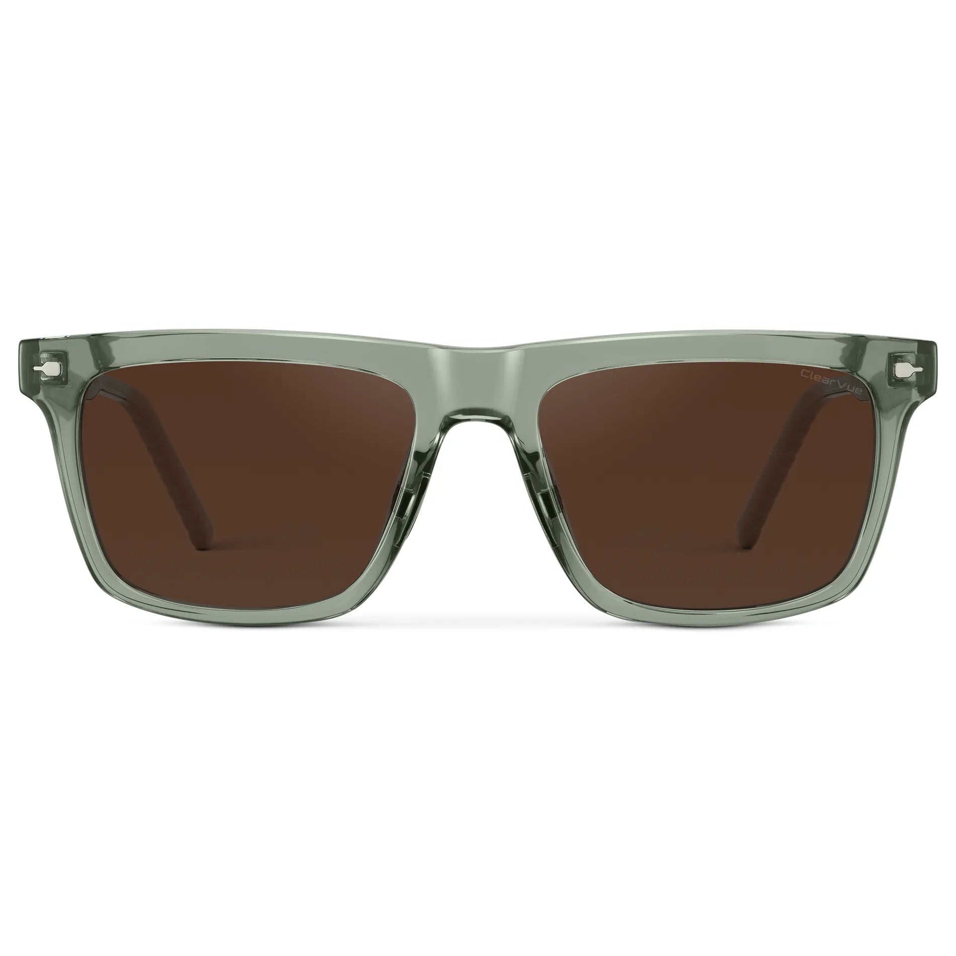 Sage Green / Dark Brown Lens || Men's Classic Rectangular Sunglasses with Sage Green Frame and Dark Brown Lens on a white background