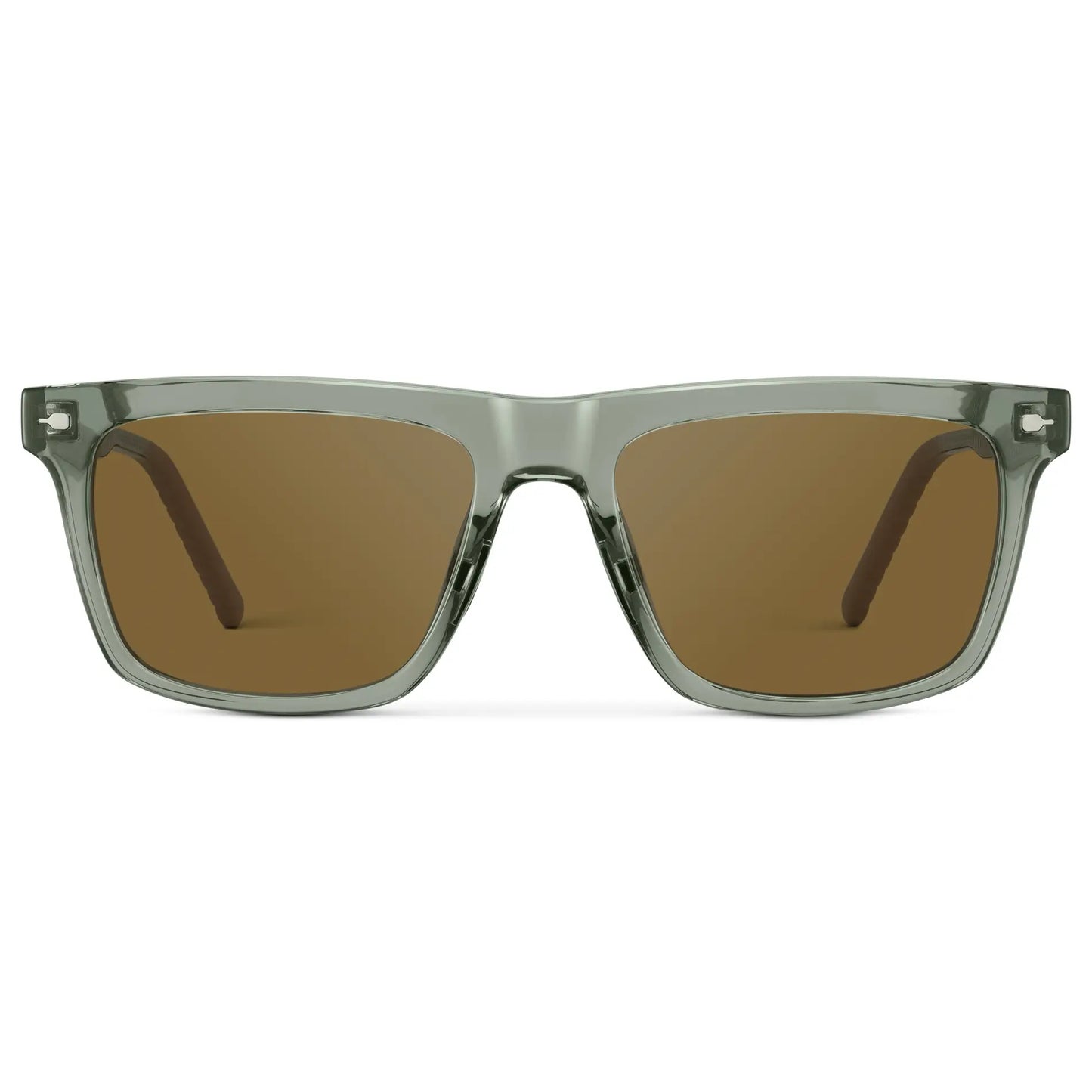 Sage Green / Amber || Men's Classic Rectangular Prescription Sunglasses with Sage Green Frame and Brown Lens on a white background