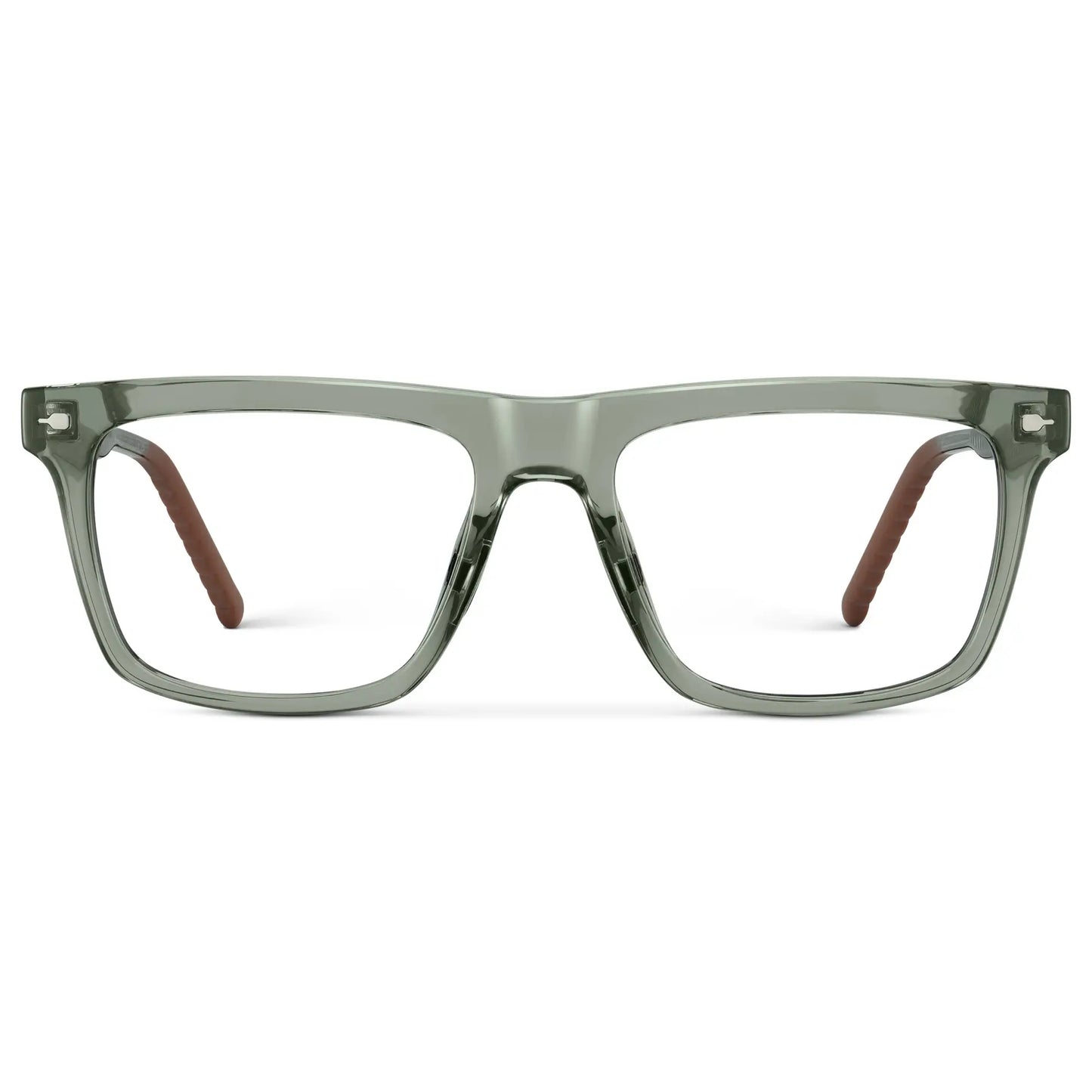 Sage Green || Men's Classic Rectangular Prescription Eyeglasses with Sage Green Frame and Clear Lens on a white background