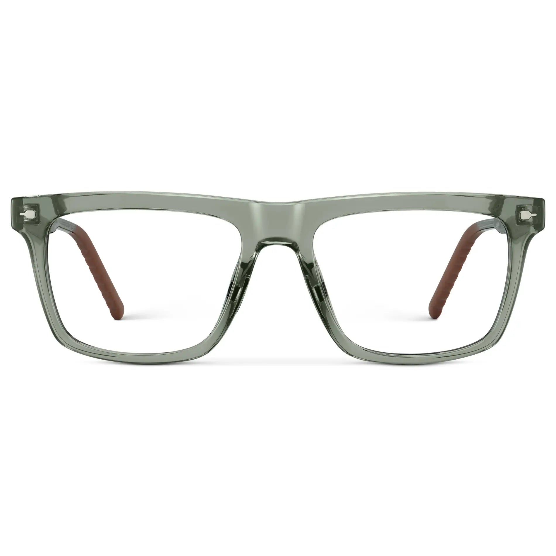 Sage Green || Men's Classic Rectangular Prescription Eyeglasses with Sage Green Frame and Clear Lens on a white background