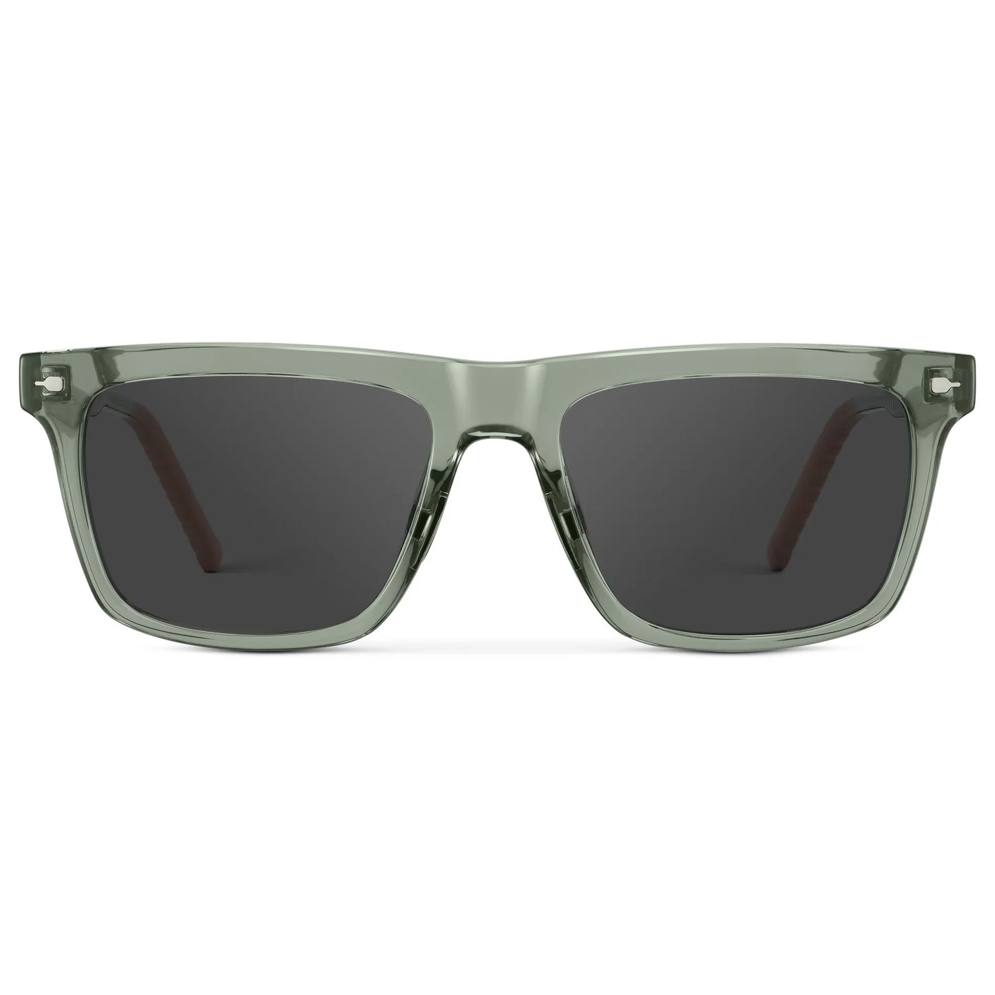 Sage Green / Grey || Men's Classic Rectangular Prescription Sunglasses with Sage Green Frame and Grey Lens on a white background