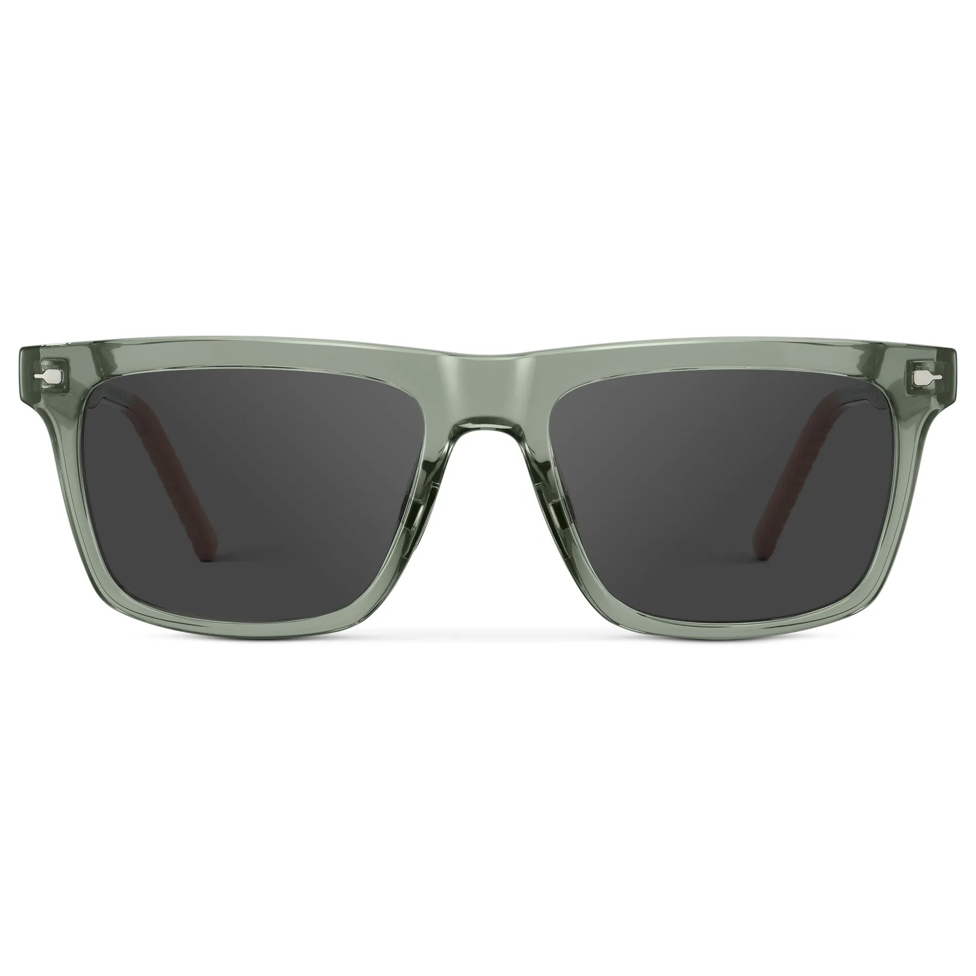 Sage Green / Grey || Men's Classic Rectangular Prescription Sunglasses with Sage Green Frame and Grey Lens on a white background
