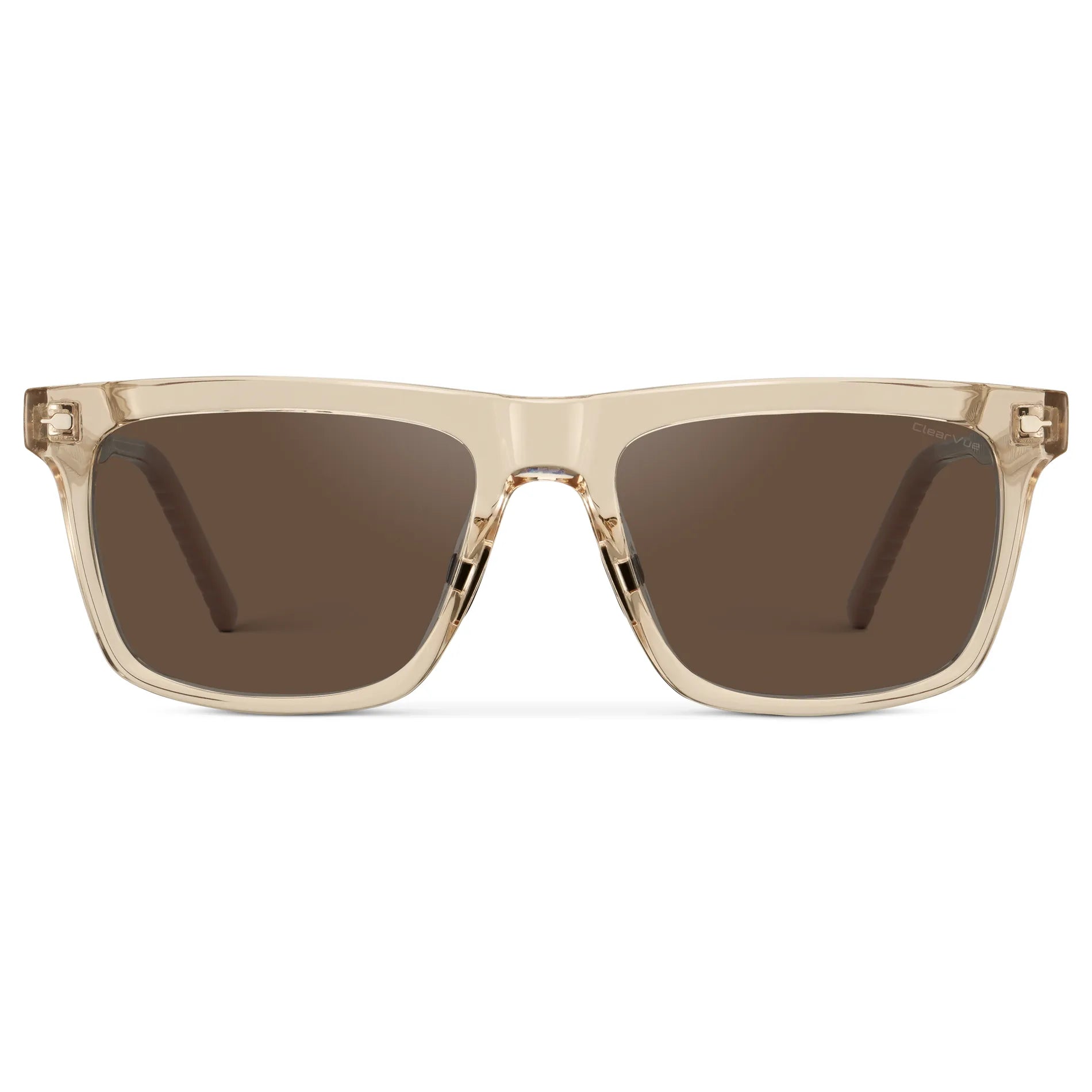 Sand Brown / Brown Lens || Men's Classic Rectangular Sunglasses with Sand Brown Frame and Brown Lens on a white background