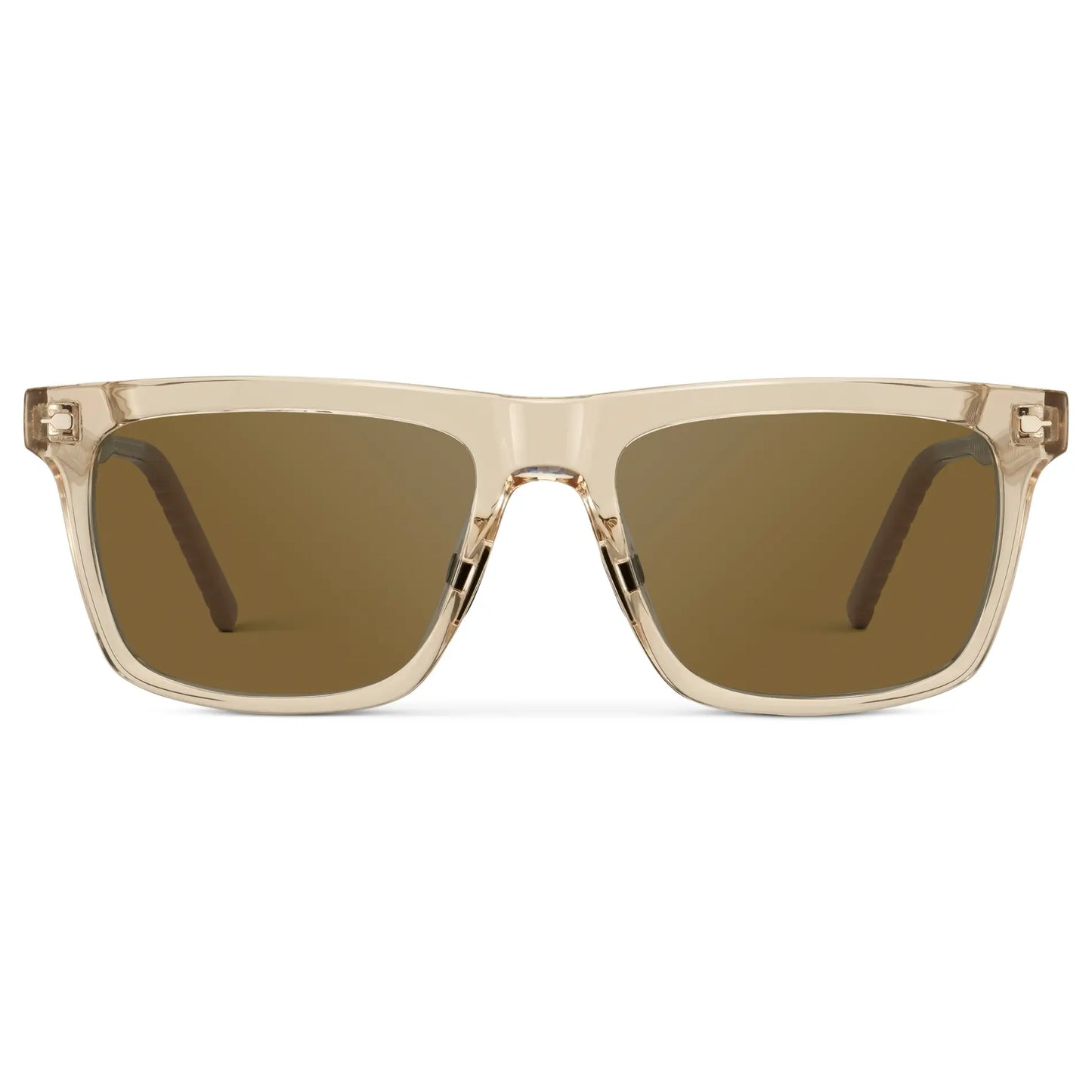 Sand Brown / Amber || Men's Classic Rectangular Sunglasses with Sand Brown Frame and Brown Lens on a white background