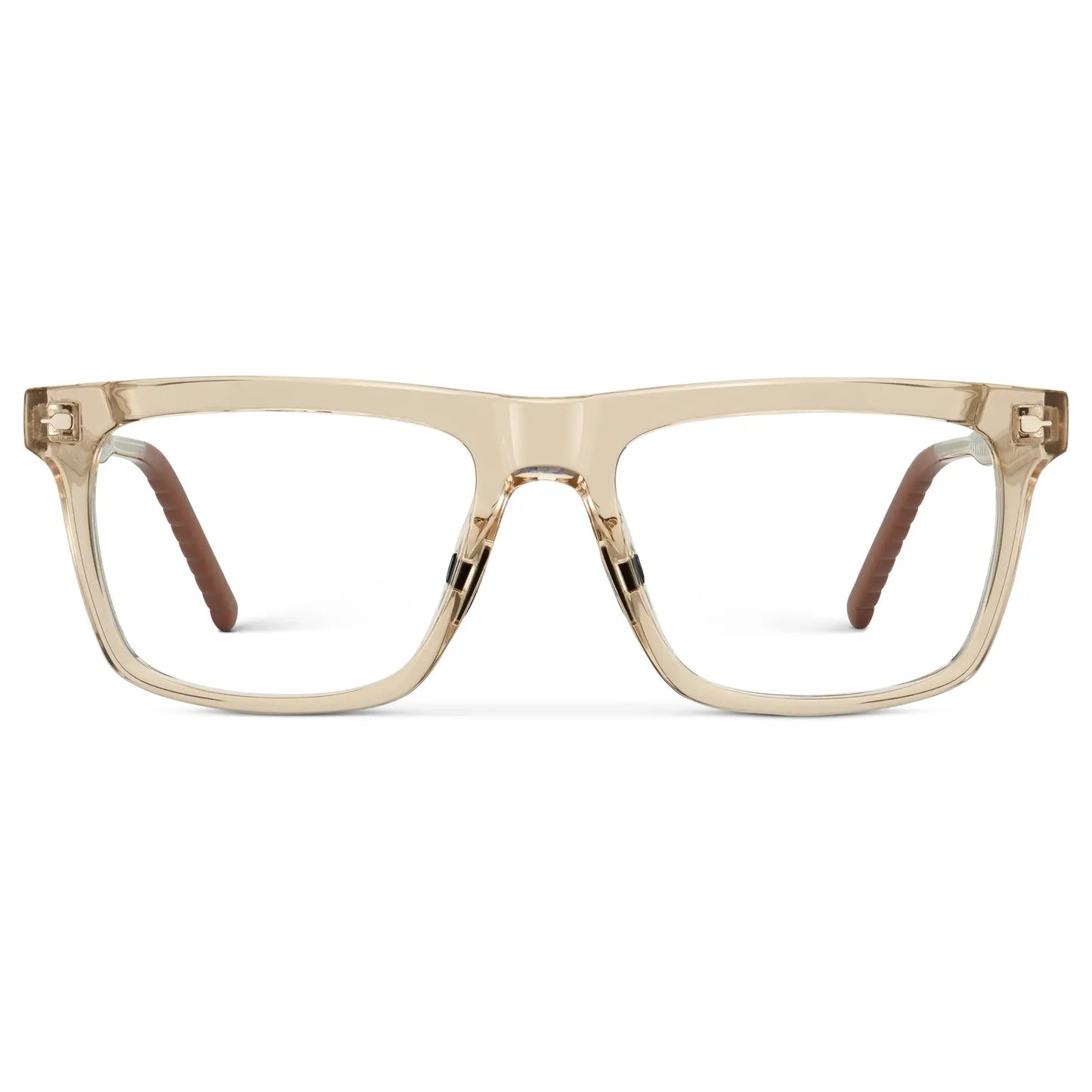 Sand Brown || Men's Classic Rectangular Prescription Eyeglasses with Sand Brown Frame and Clear Lens on a white background