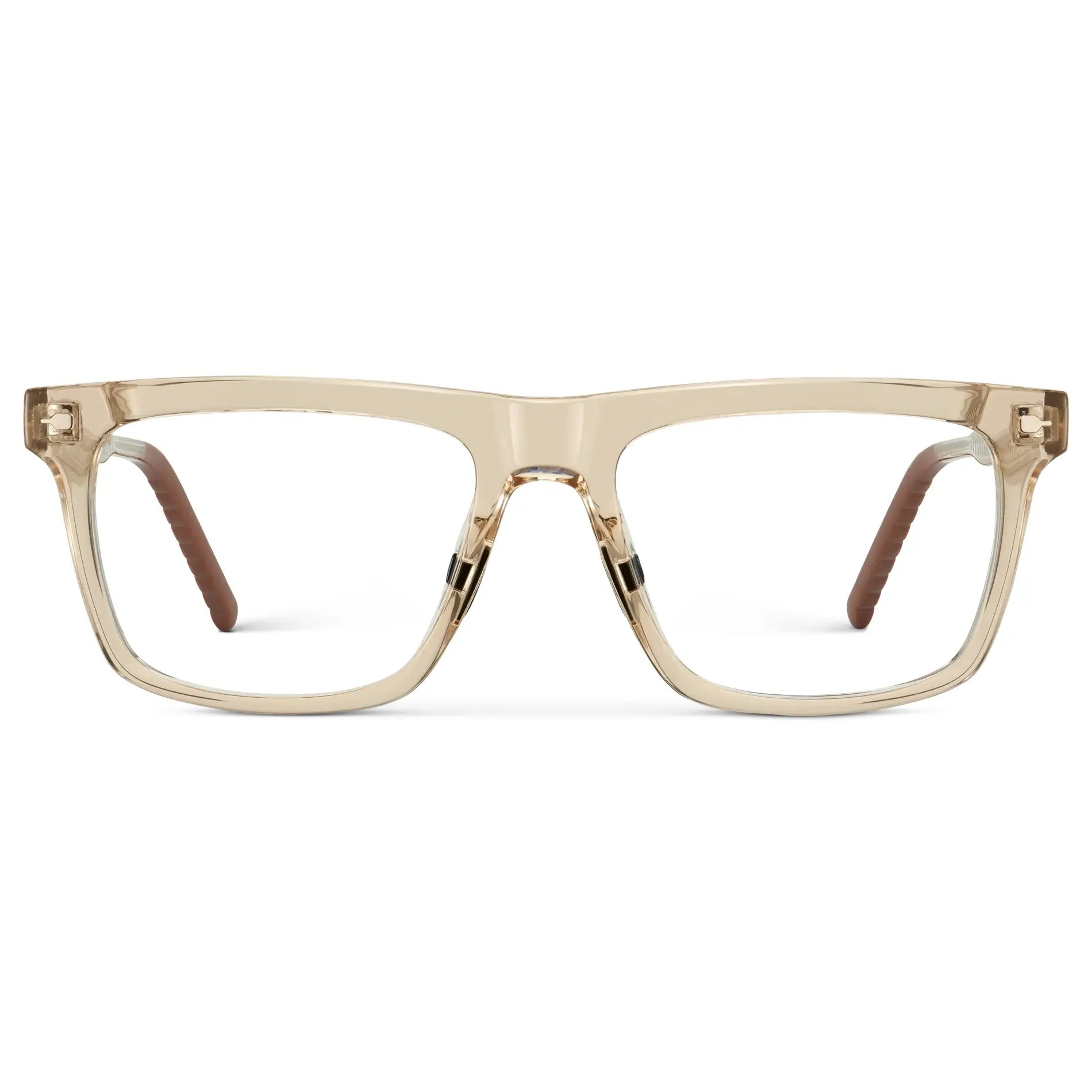 Sand Brown || Men's Classic Rectangular Prescription Eyeglasses with Sand Brown Frame and Clear Lens on a white background