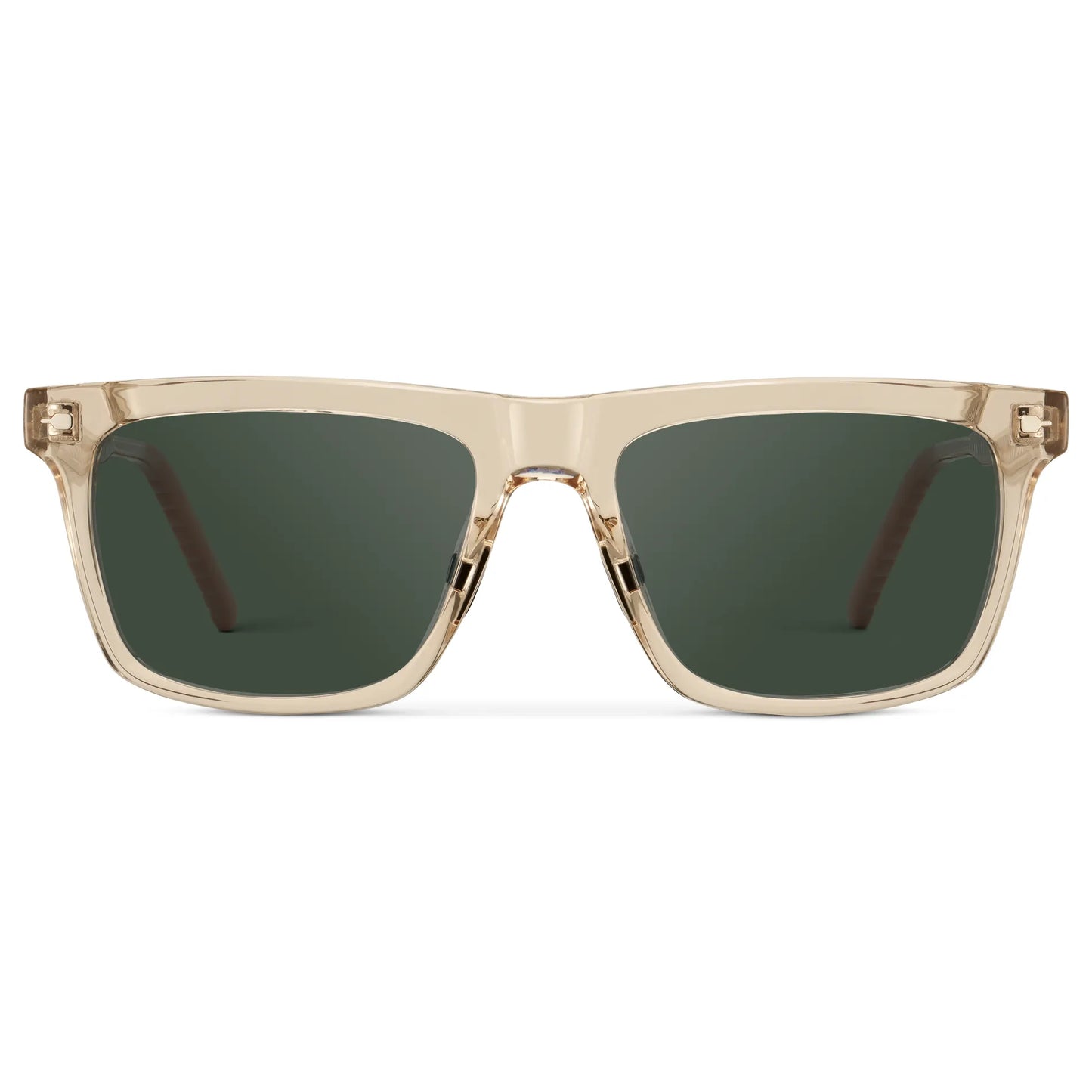 Sand Brown / G15 || Men's Classic Rectangular Sunglasses with Sand Brown Frame and Green Lens on a white background