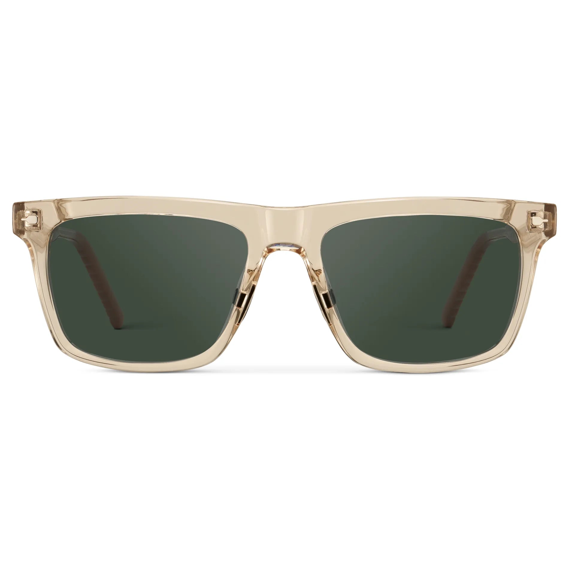 Sand Brown / G15 || Men's Classic Rectangular Sunglasses with Sand Brown Frame and Green Lens on a white background