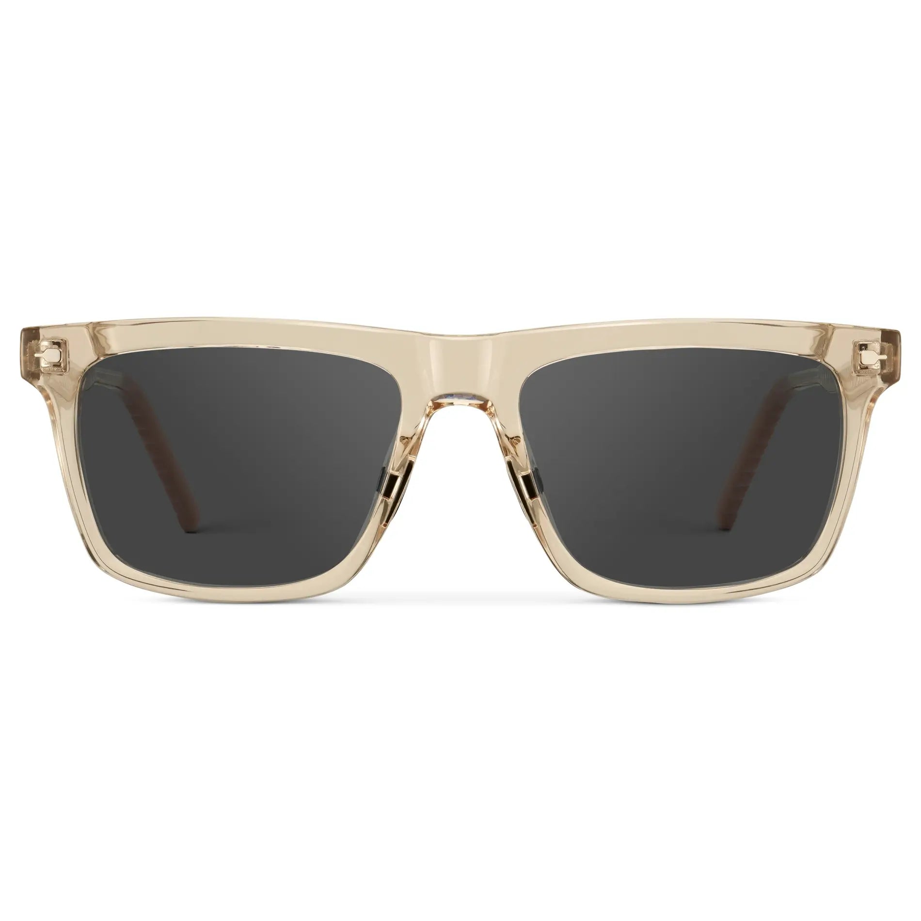 Sand Brown / Grey || Men's Classic Rectangular Sunglasses with Sand Brown Frame and Grey Lens on a white background