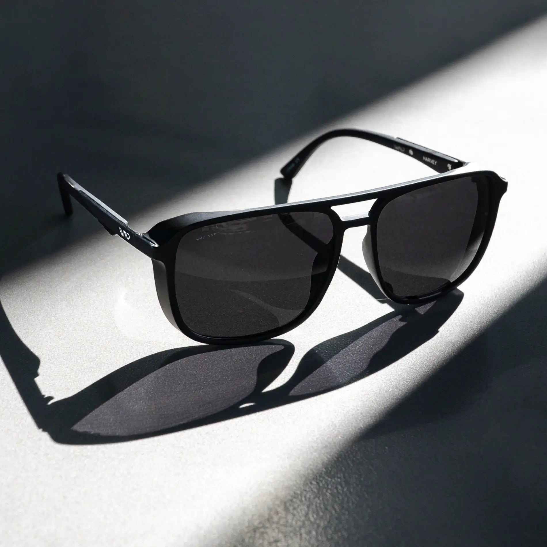 Matte Black || Black Square Aviator Sunglasses with Black Polarized Lenses