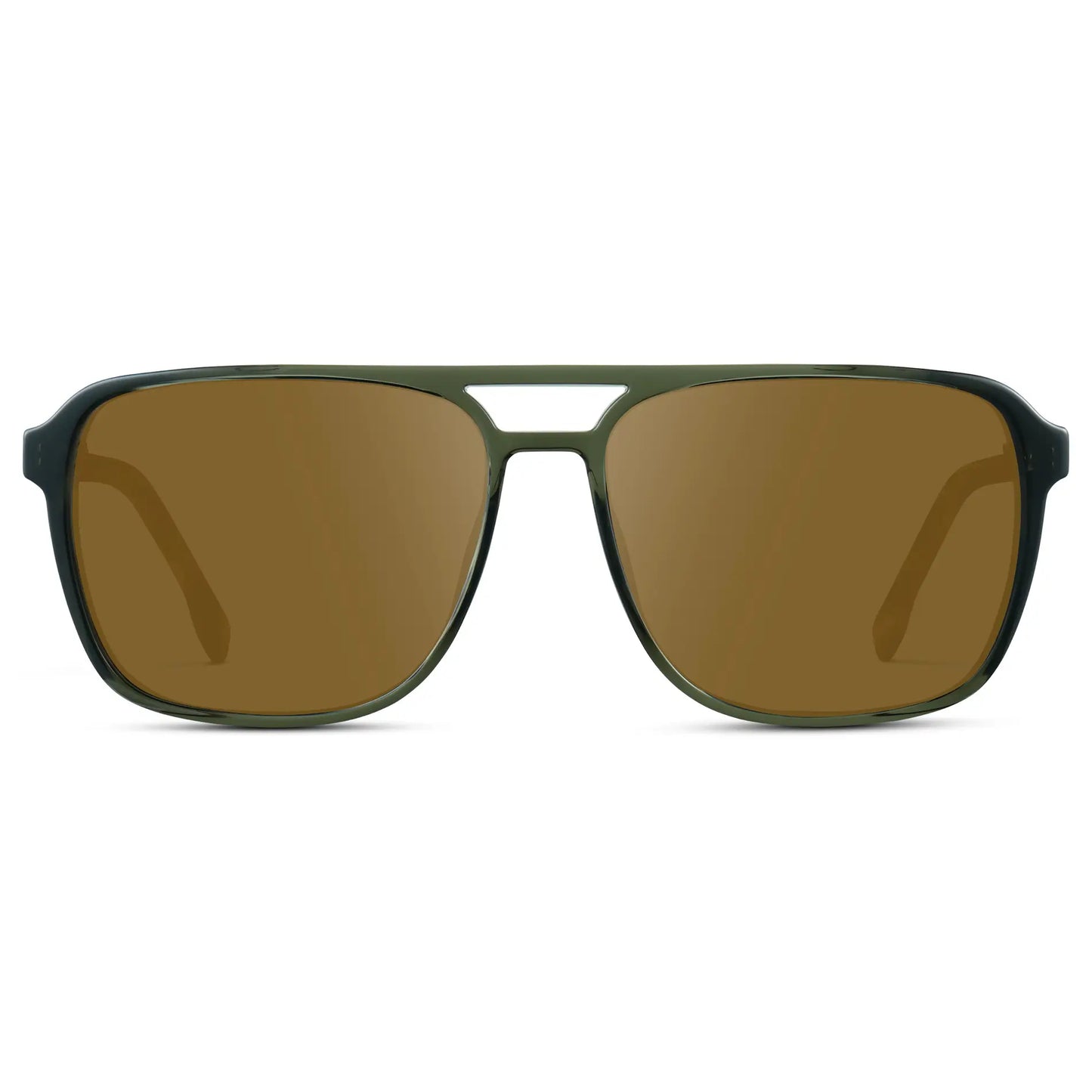 Tortoise Sage / Amber || Tortoise Sage Men's Square Aviator Prescription Sunglasses with Brown Lenses on a white background