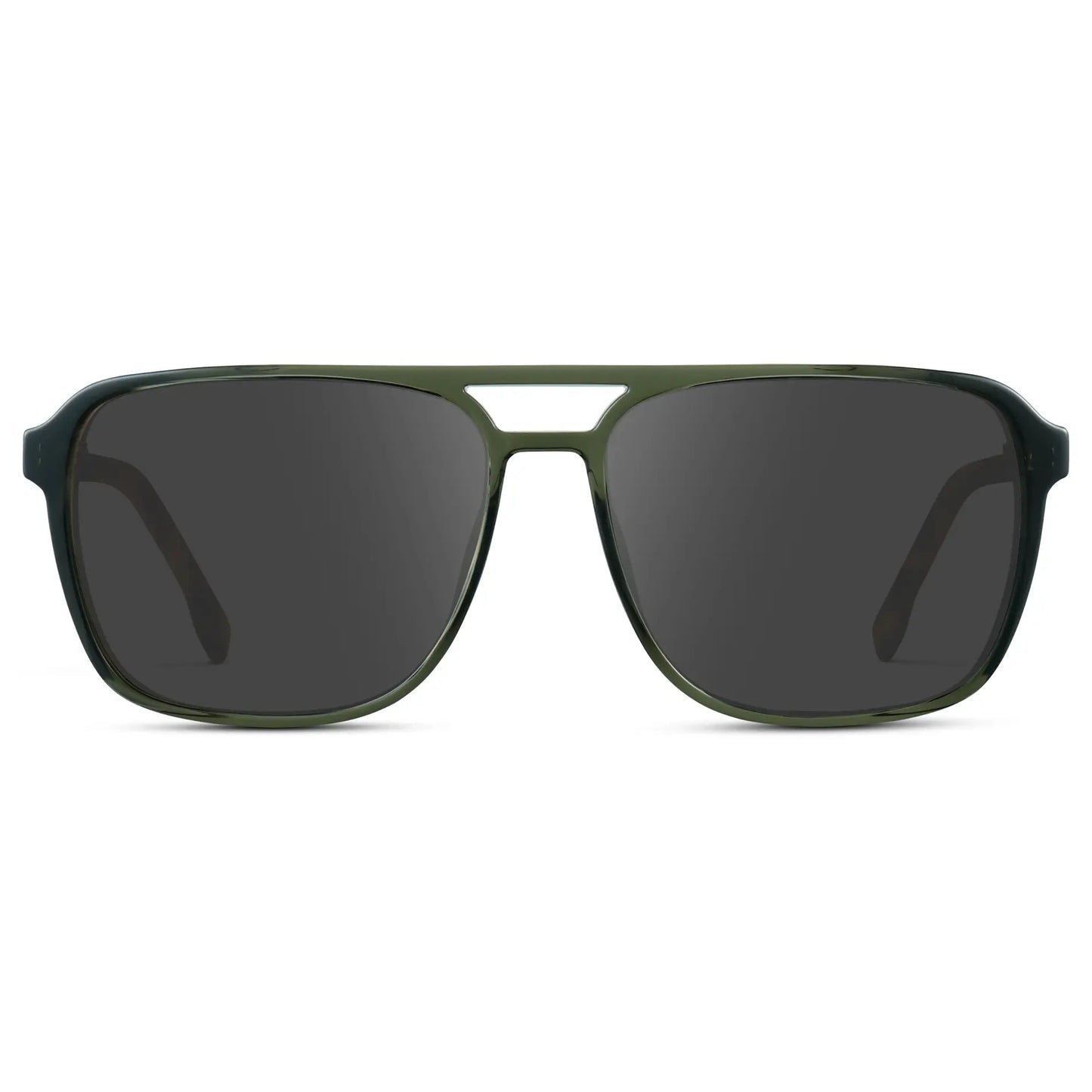 Tortoise Sage / Grey || Tortoise Sage Men's Square Aviator Prescription Sunglasses with Grey Lenses on a white background