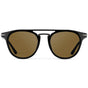 Black / Amber || Men's Round Prescription Sunglasses with Black Frame and Amber Lenses on a white background