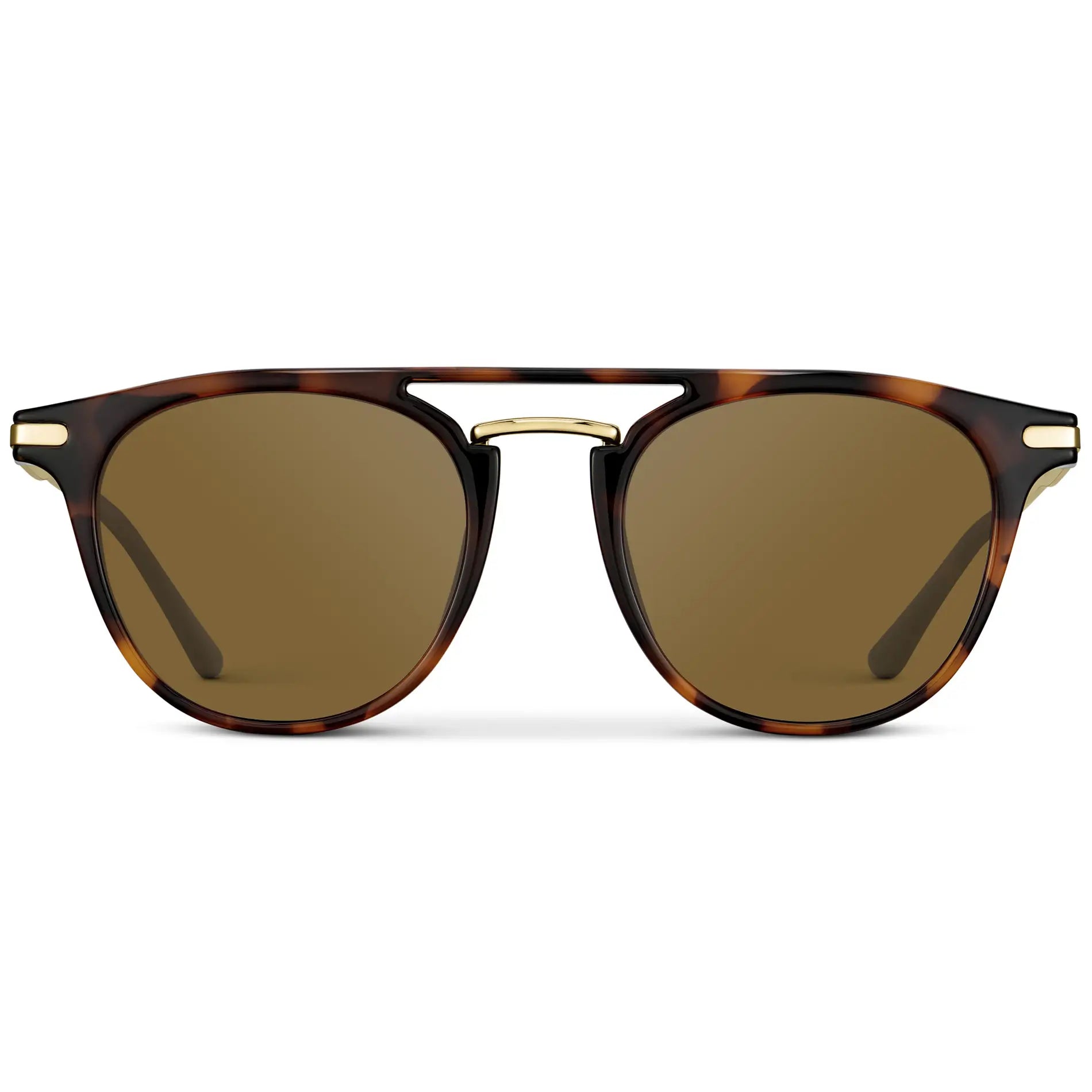 Brown Tortoise / Amber || Men's Round Prescription Sunglasses with Brown Tortoise Frame and Amber Lenses on a white background