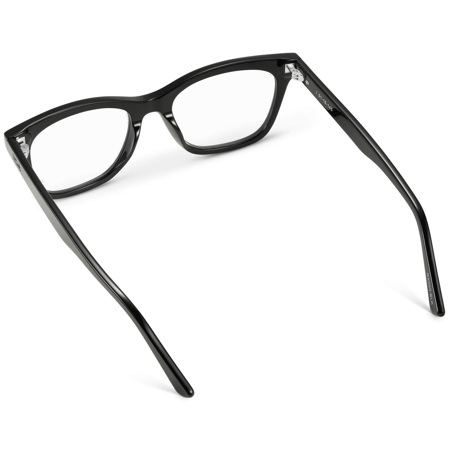 Black || Women's retro cat-eye black acetate frames with clear prescription lens