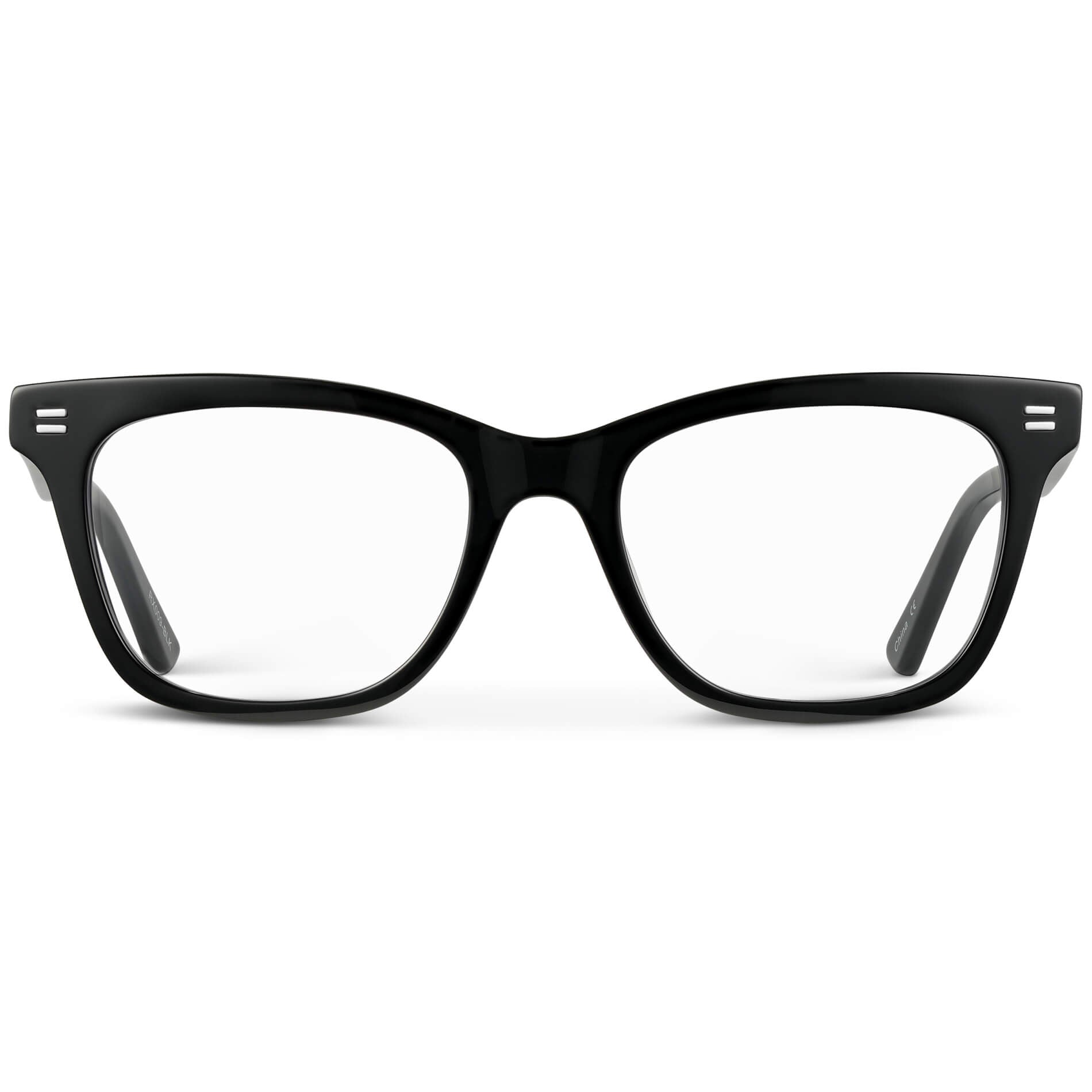 Black || Women's retro cat-eye black acetate frames with clear blue light blocking lens