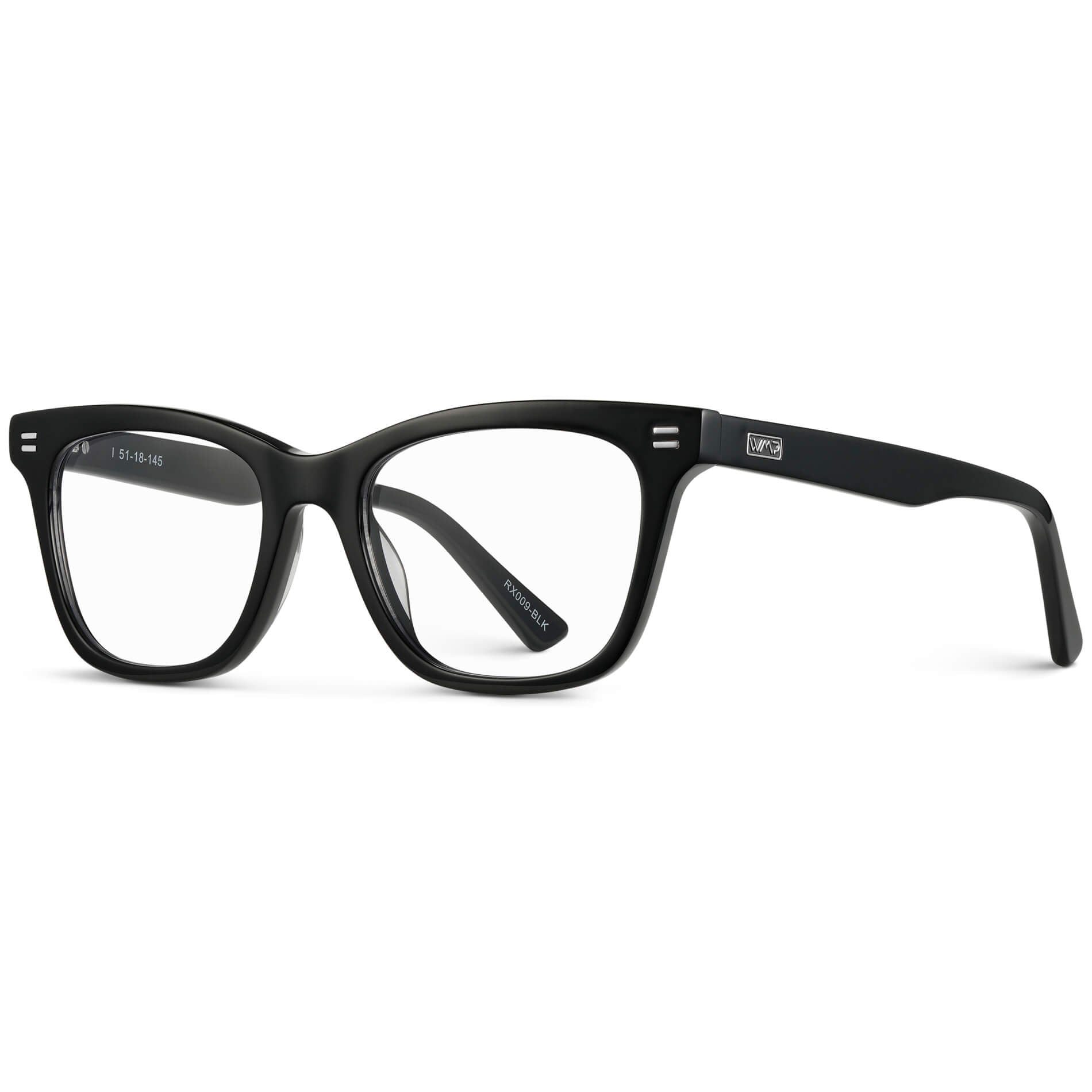Black || Women's retro cat-eye black acetate frames with clear prescription lens
