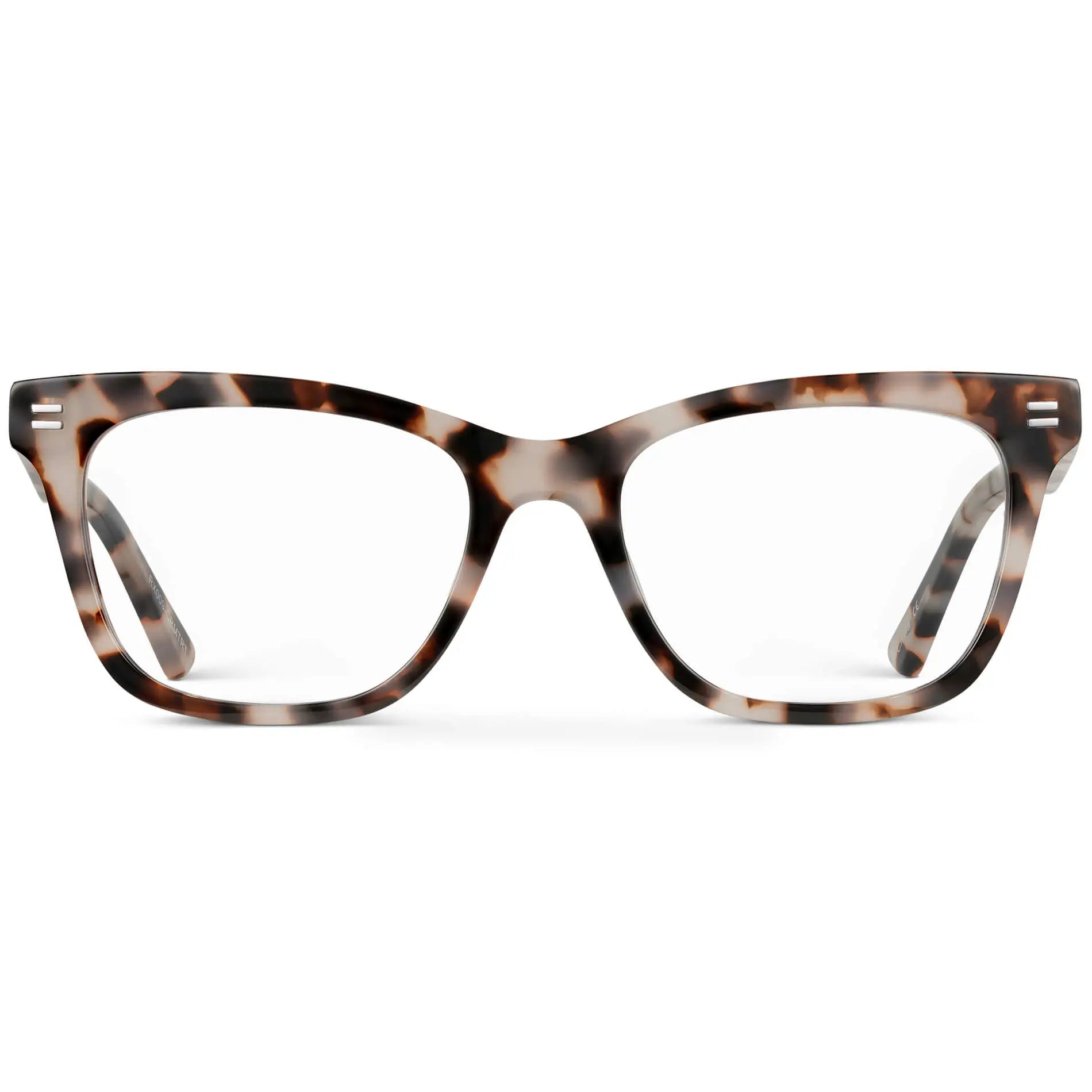 Blush Pink Tortoise || Women's retro cat-eye blush pink tortoise frame with clear blue light blocking lens on a white background 