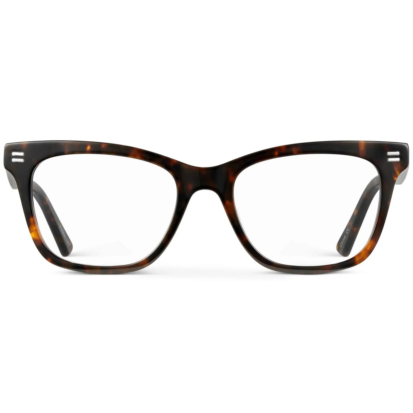 Brown Tortoise || Women's retro cat-eye brown tortoise frames with clear blue light blocking lens on a white background 