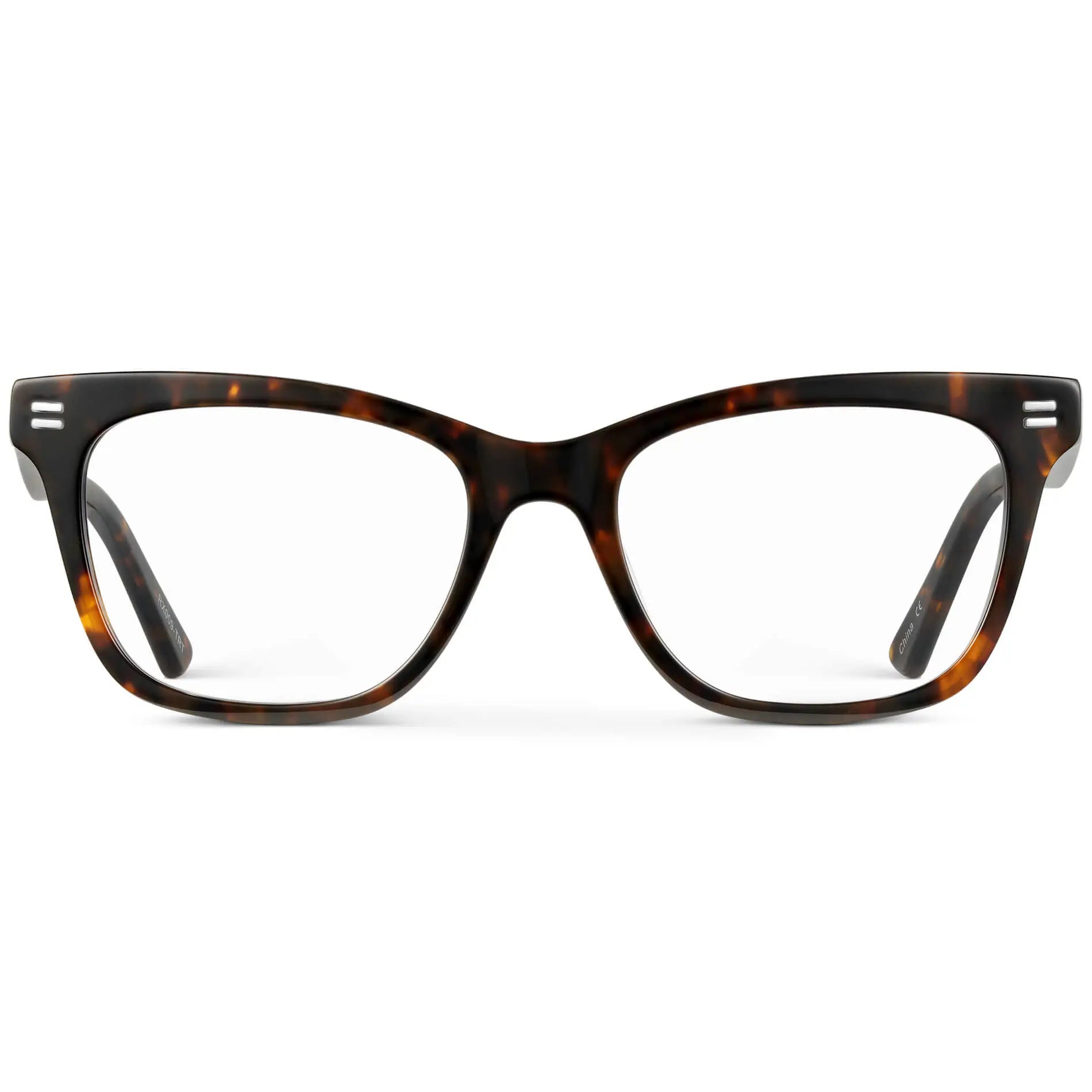 Brown Tortoise || Women's retro cat-eye brown tortoise frames with clear blue light blocking lens on a white background 