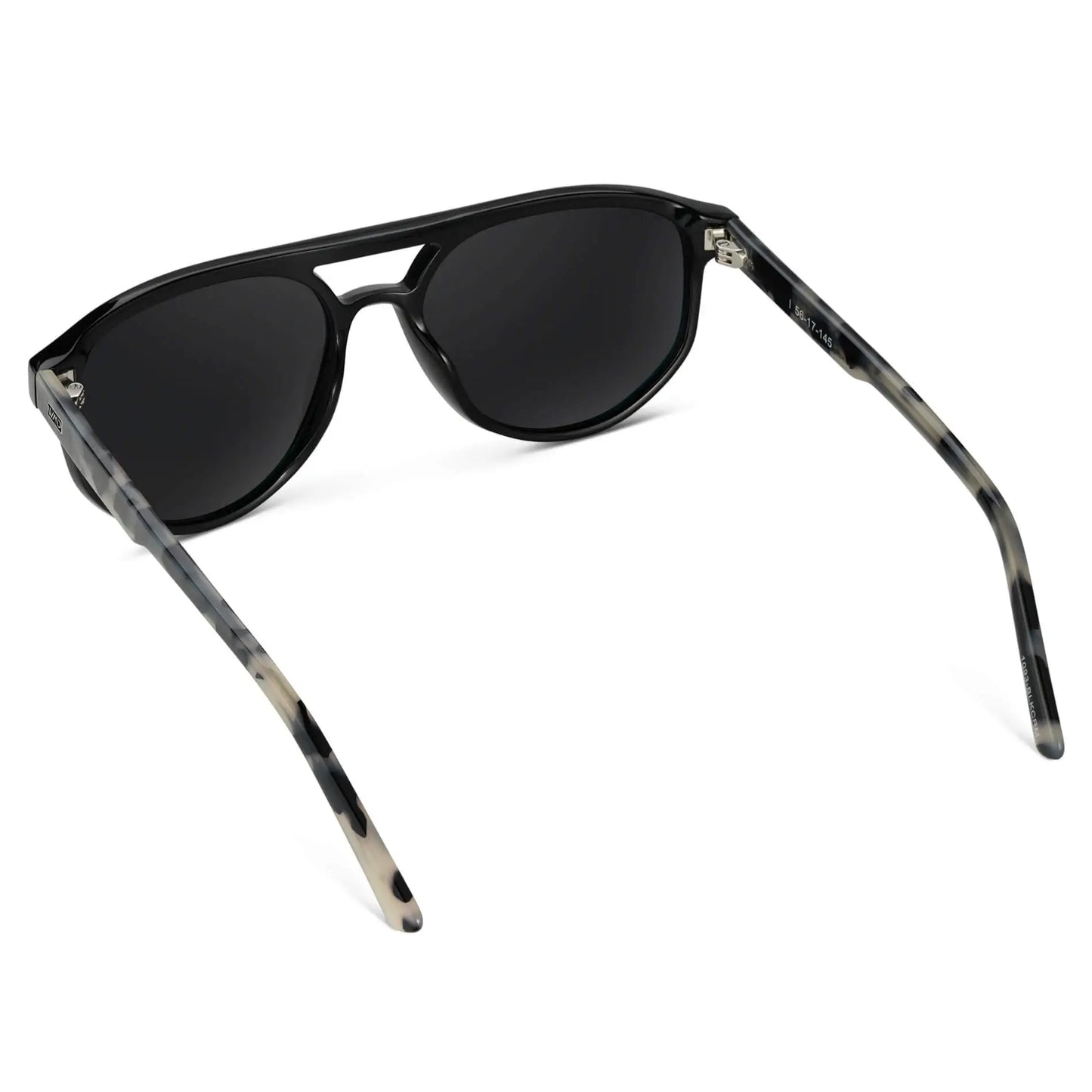 Black Beige Tortoise / Black Lens || Men’s Modern Double Bridge Aviator Black Beige Tortoise Polarized Sunglasses with Black Lenses
