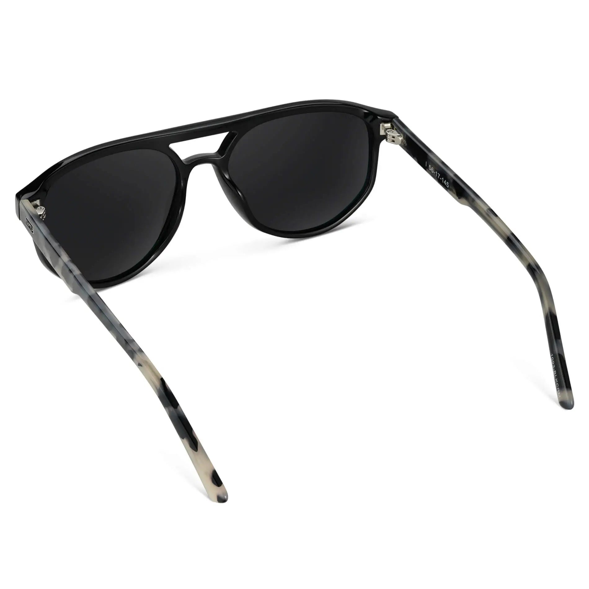 Black Beige Tortoise / Black Lens || Men’s Modern Double Bridge Aviator Black Beige Tortoise Polarized Sunglasses with Black Lenses