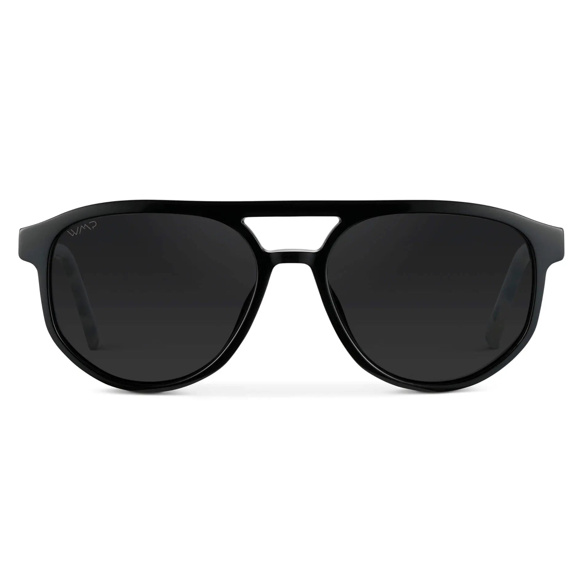 Black Beige Tortoise / Black Lens || Men’s Modern Double Bridge Aviator Black Beige Tortoise Polarized Sunglasses with Black Lenses