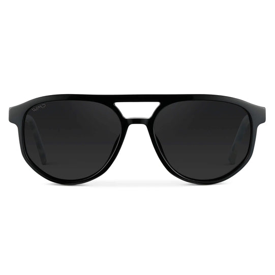 Black Beige Tortoise / Black Lens || Men’s Modern Double Bridge Aviator Black Beige Tortoise Polarized Sunglasses with Black Lenses