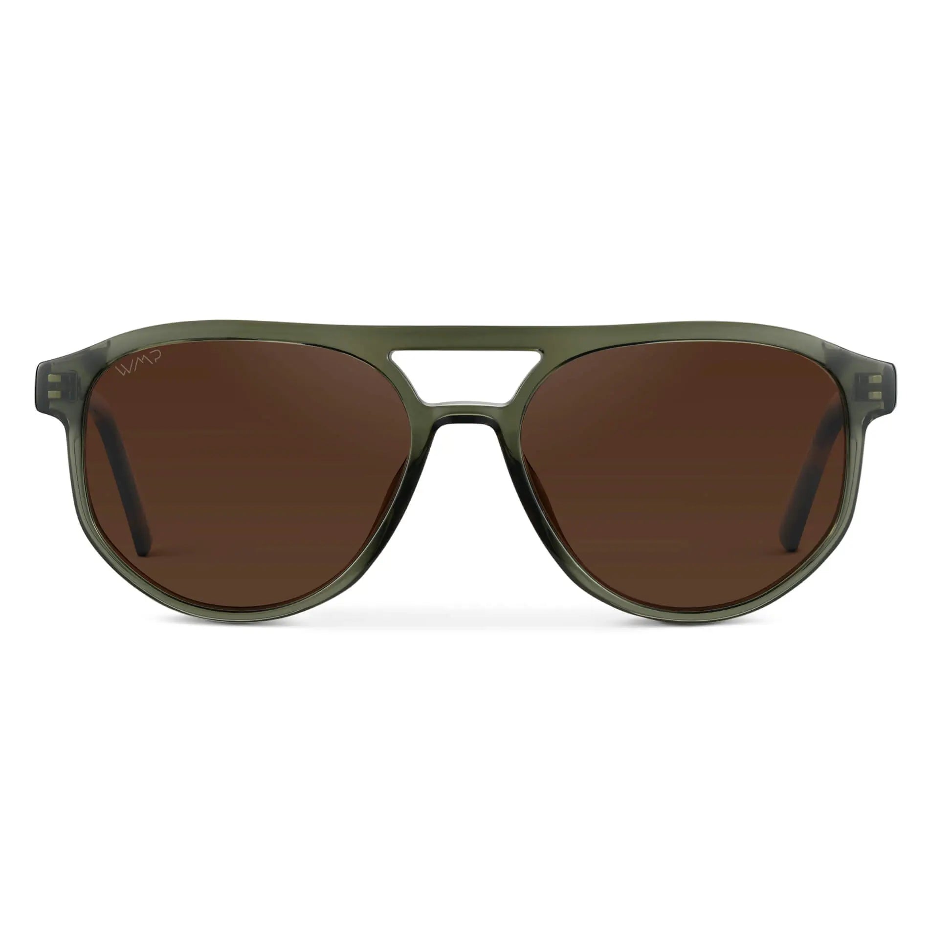Tortoise Sage / Brown Lens || Men’s Modern Double Bridge Aviator Tortoise Sage Sunglasses with Brown Lenses