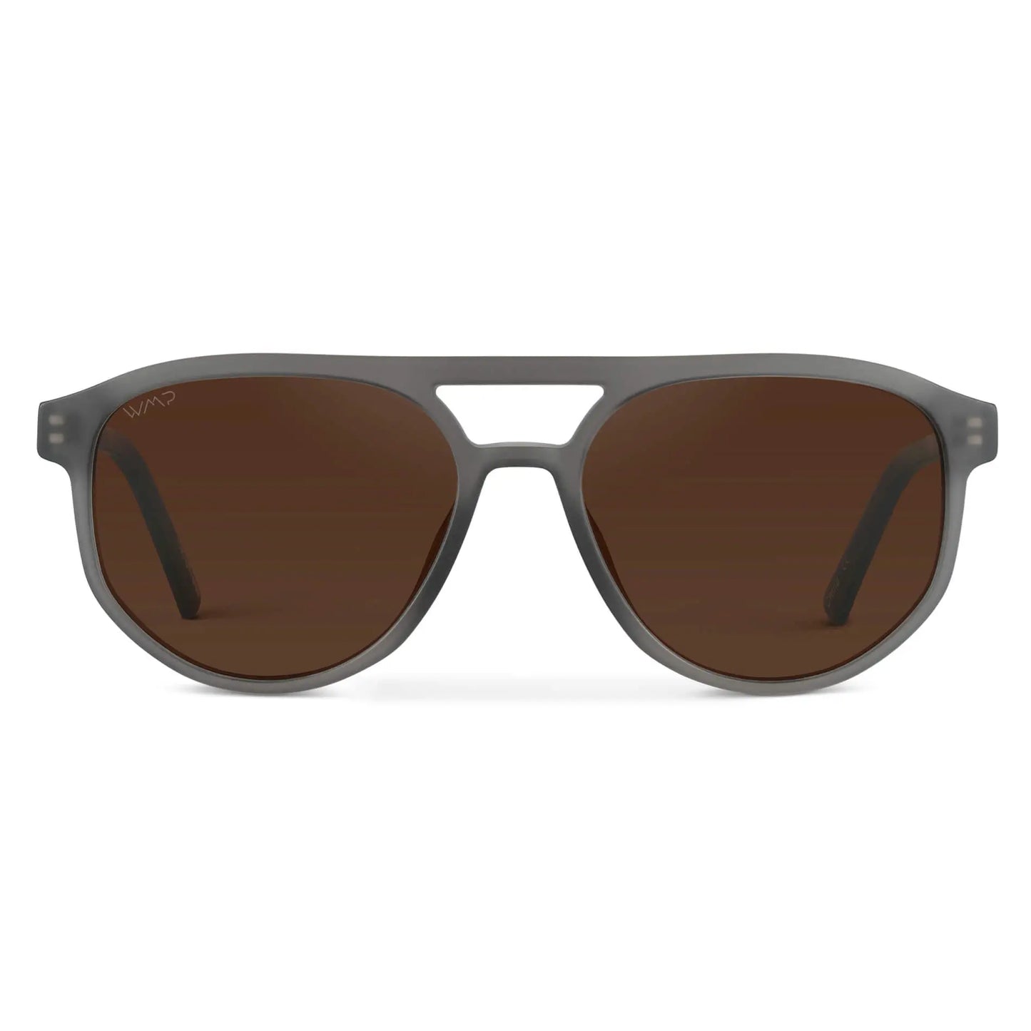 Frosted Graphite / Brown Lens || Men’s Modern Double Bridge Aviator Frosted Graphite Sunglasses with Brown Lenses