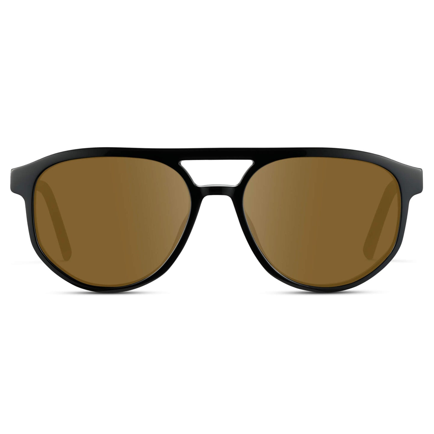 Black Beige Tortoise / Amber || Modern Aviator Black Acetate Frame with Brown Prescription Lens