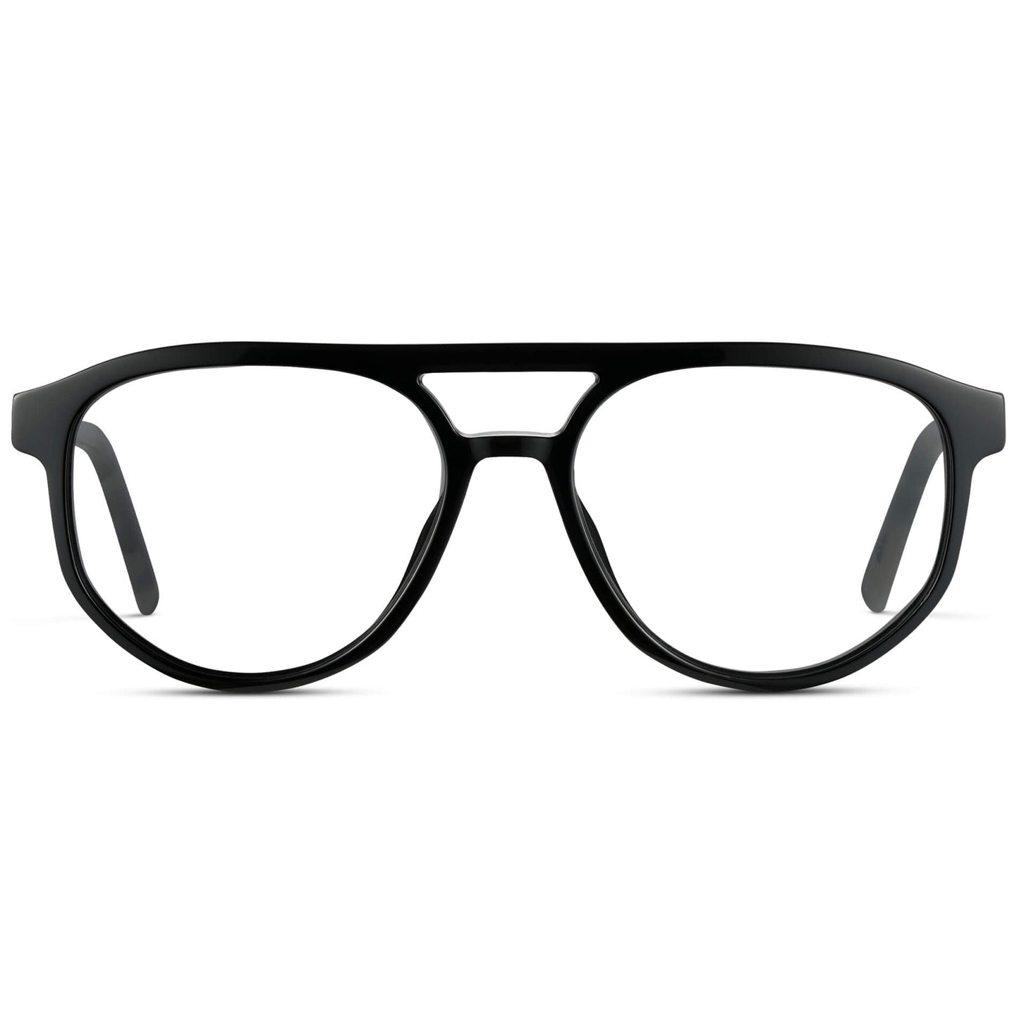 Black Beige Tortoise || Modern Aviator Black Acetate Frame with Clear Prescription Lens