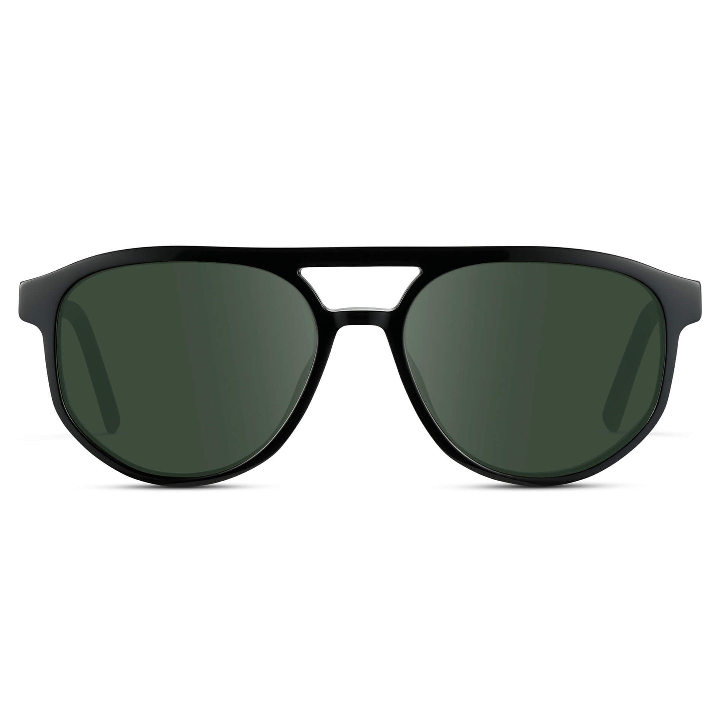 Black Beige Tortoise / G15 || Modern Aviator Black Acetate Frame with Green Prescription Lens