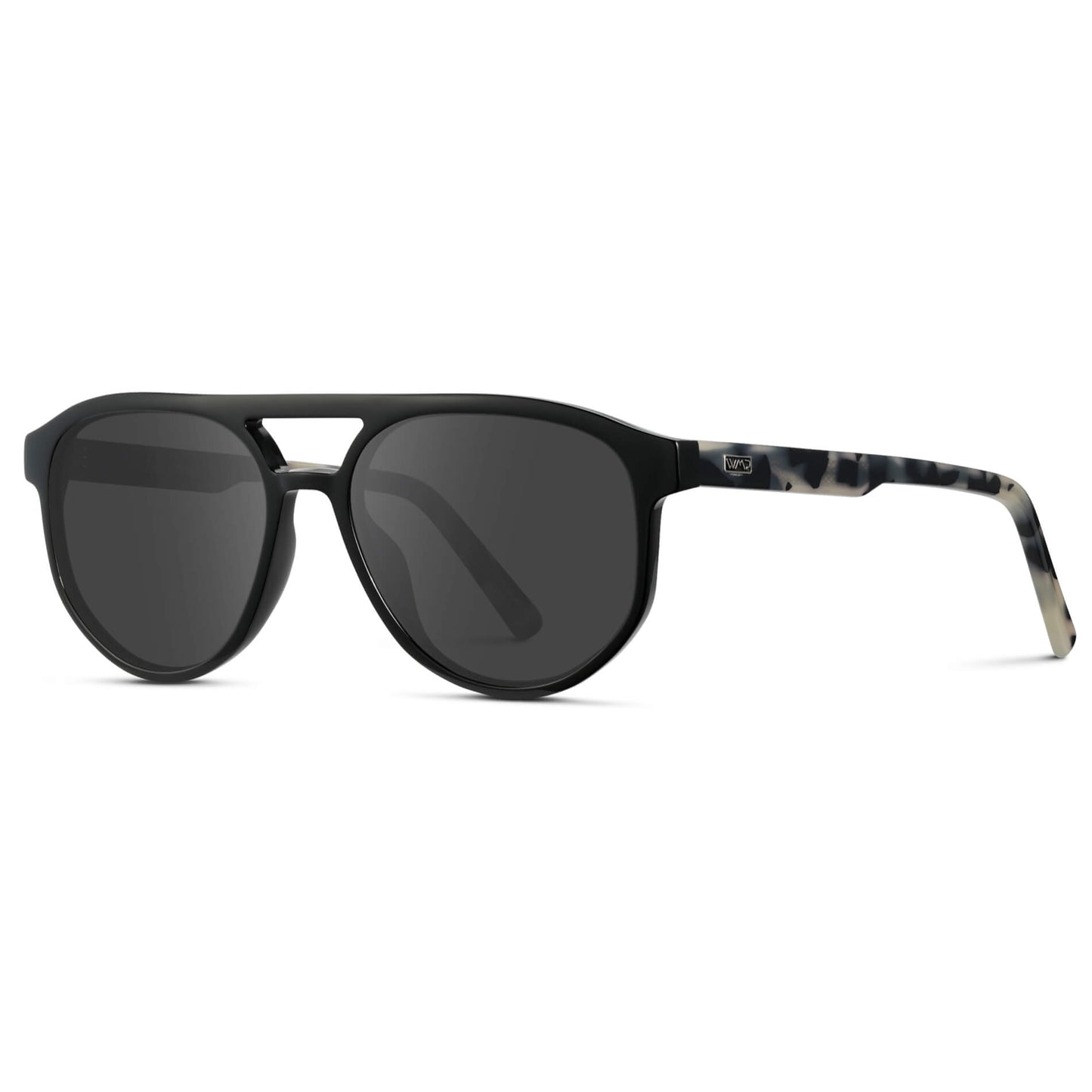 Black Beige Tortoise / Grey || Modern Aviator Black Acetate Frame with Grey Prescription Lens