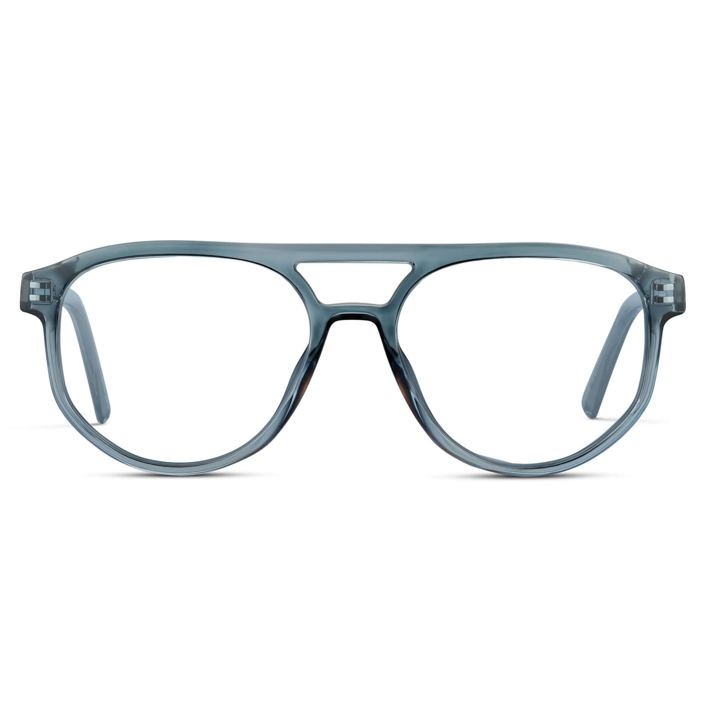 Chambray Blue || Modern Aviator Blue Acetate Frame with Clear Prescription Lens