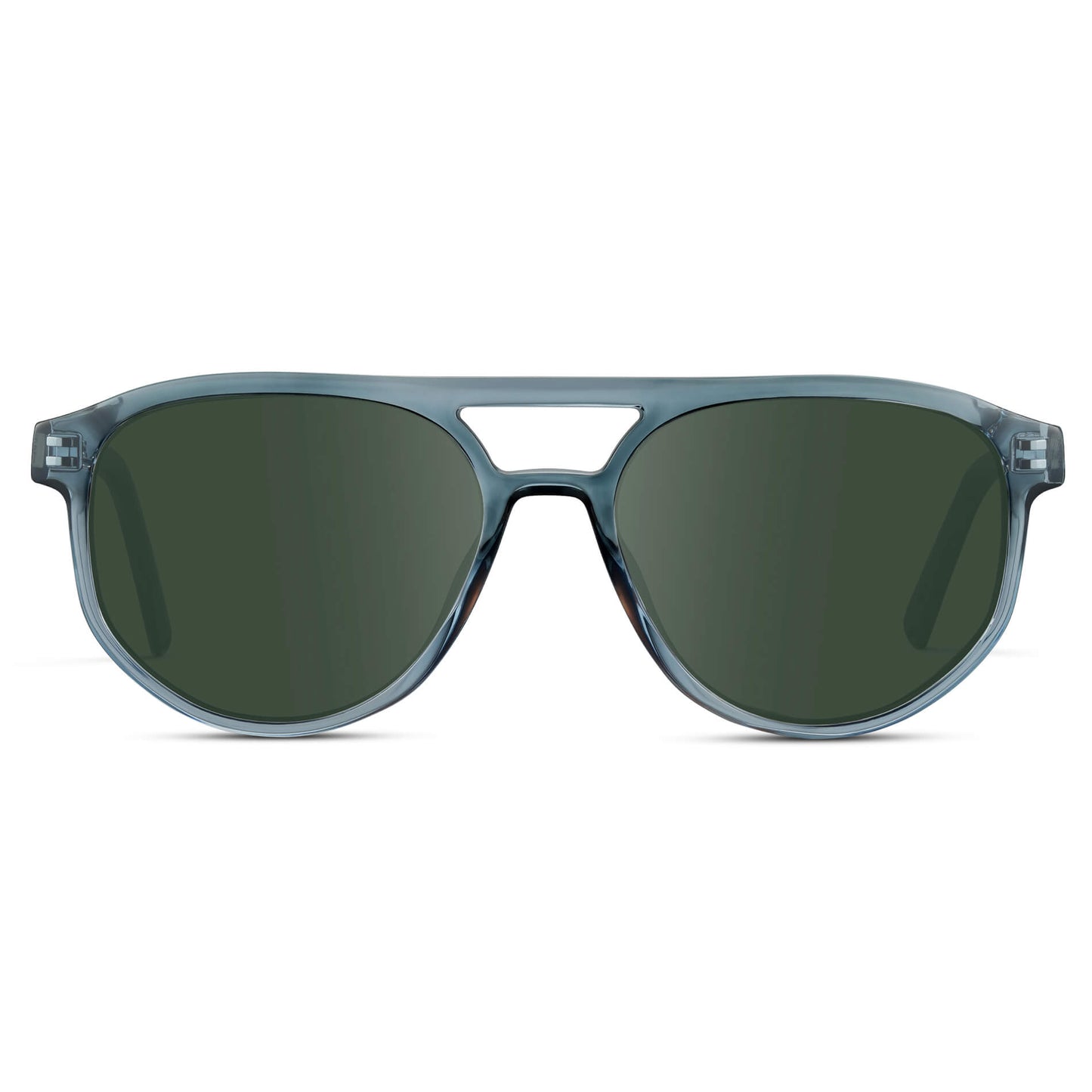Chambray Blue / G15 || Modern Aviator Blue Acetate Frame with Green Prescription Lens