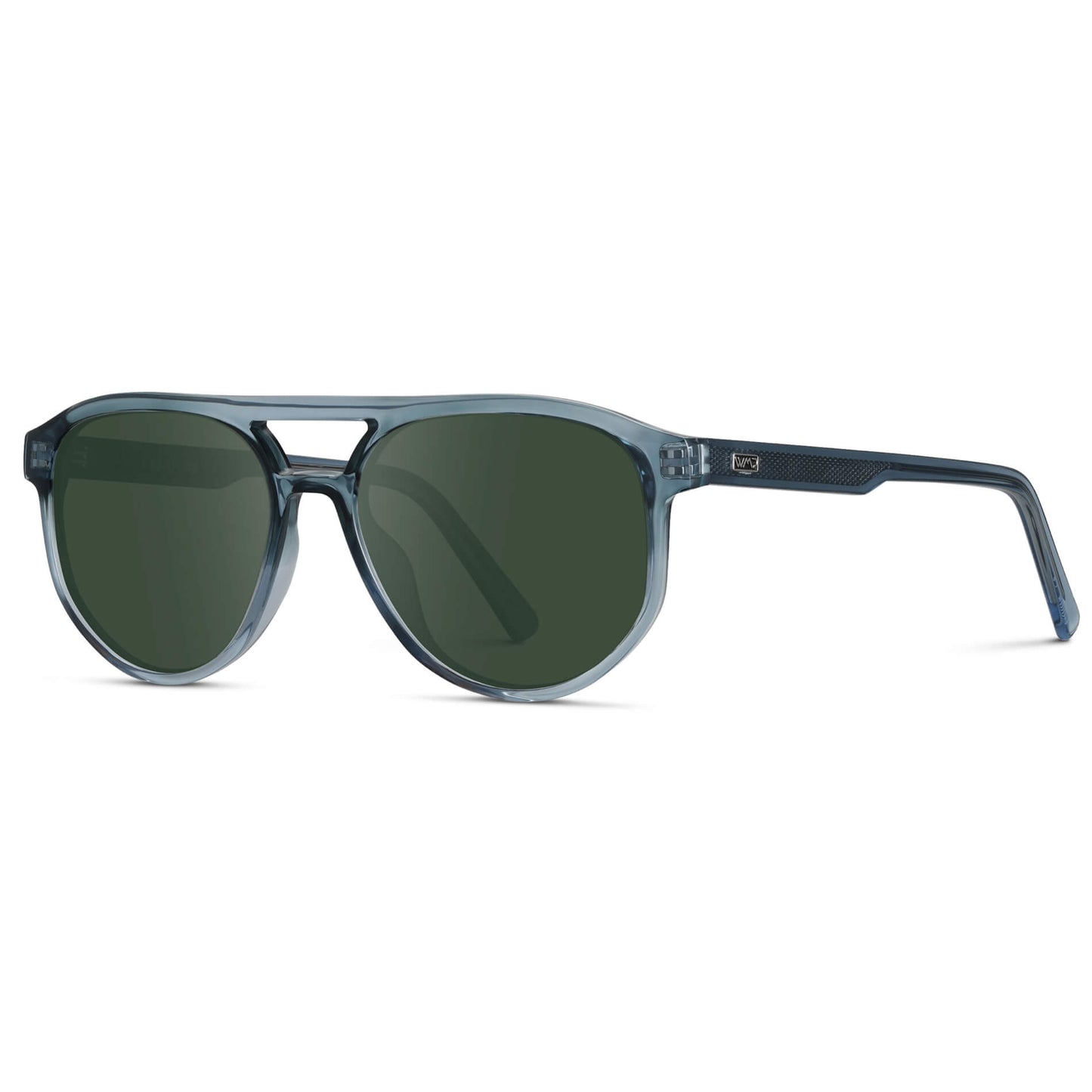 Chambray Blue / G15 || Modern Aviator Blue Acetate Frame with Green Prescription Lens