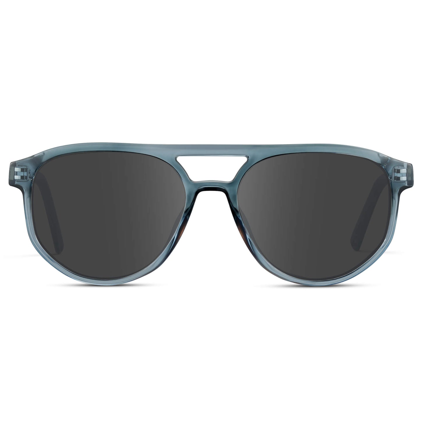 Chambray Blue / Grey || Modern Aviator Blue Acetate Frame with Grey Prescription Lens