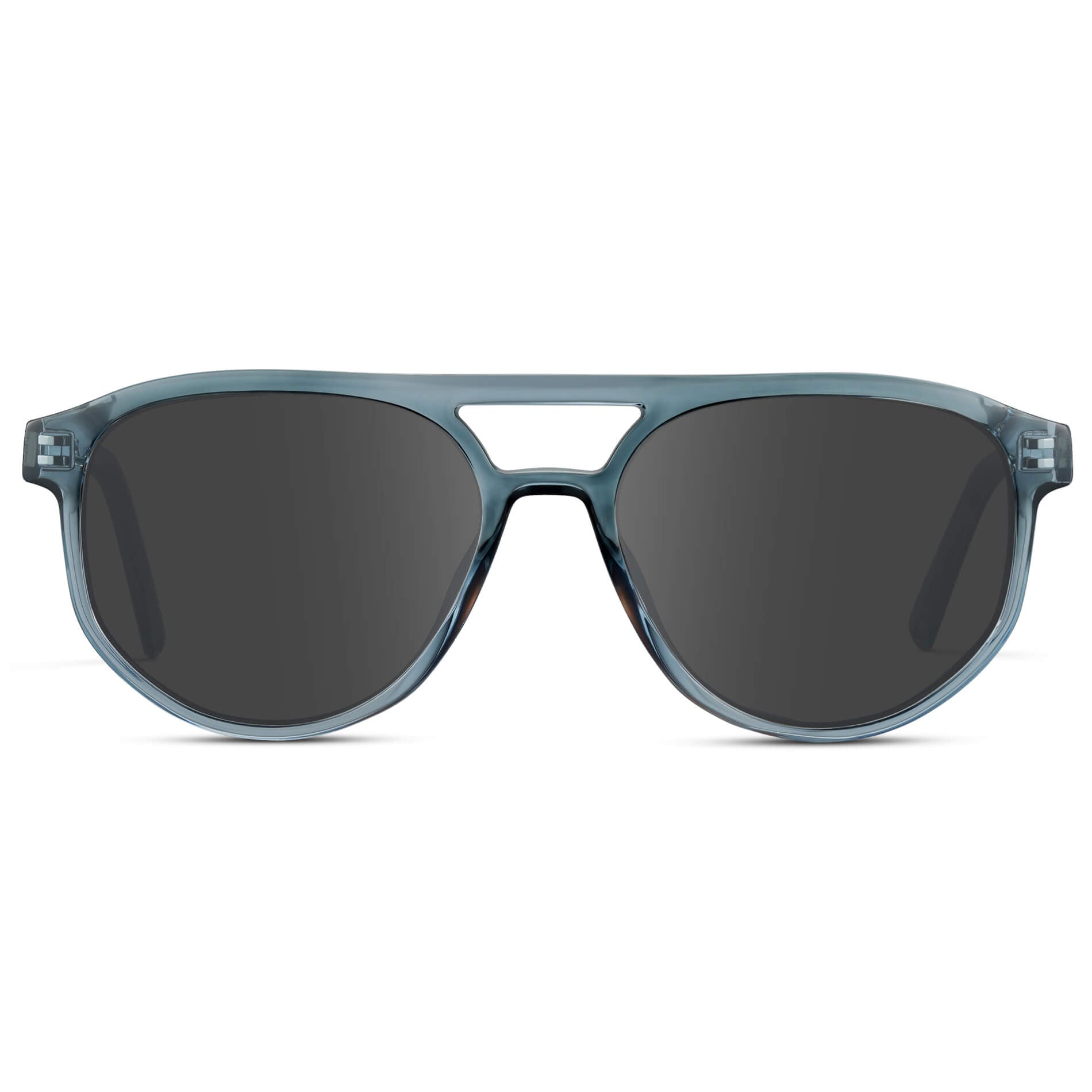 Chambray Blue / Grey || Modern Aviator Blue Acetate Frame with Grey Prescription Lens