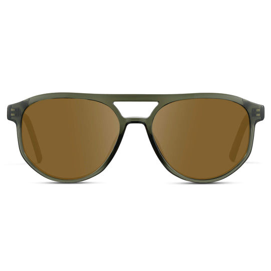 Tortoise Sage / Amber || Modern Aviator Green Acetate Frame with Brown Prescription Lens